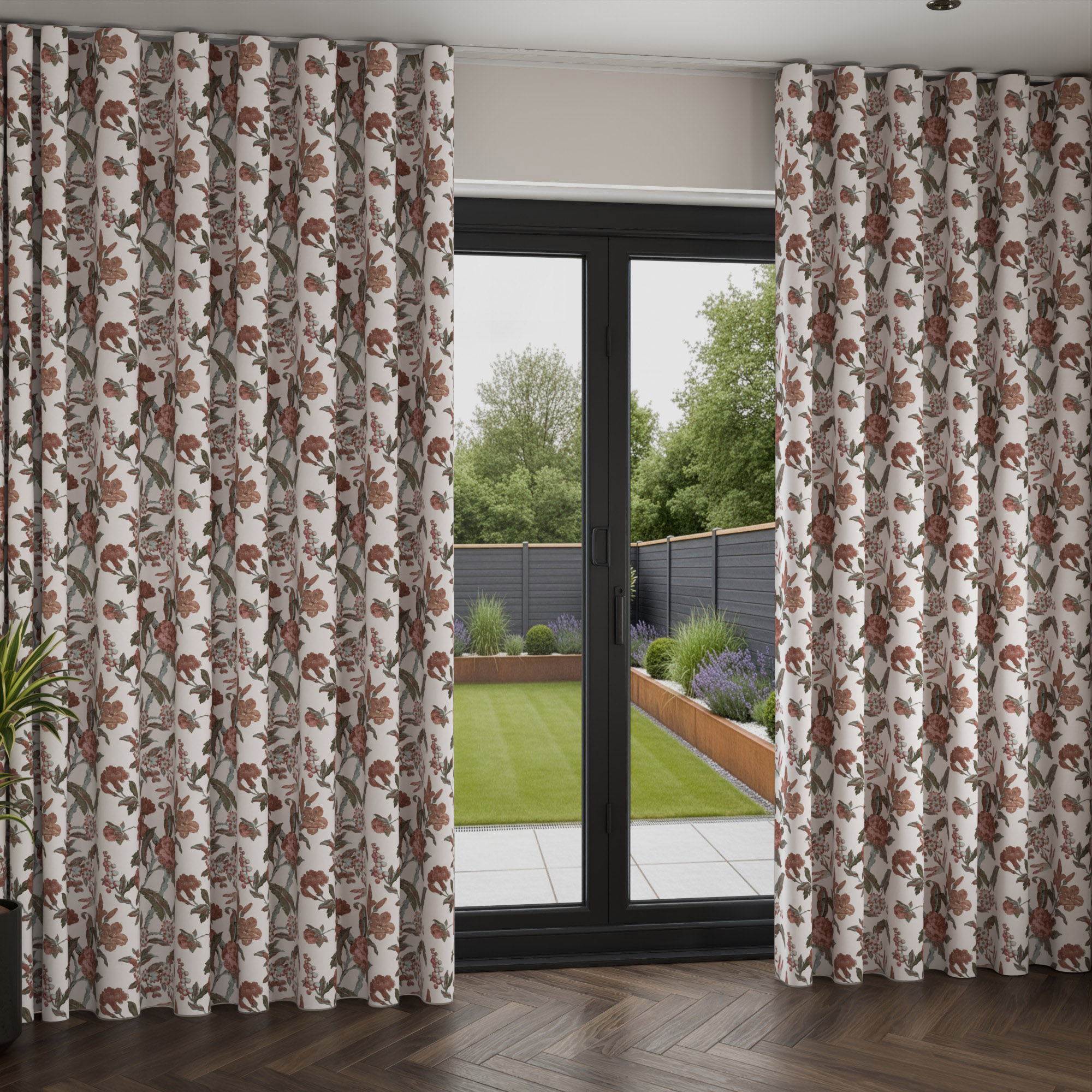 Laura Ashley Minera Crimson Wave Curtain - Image 2