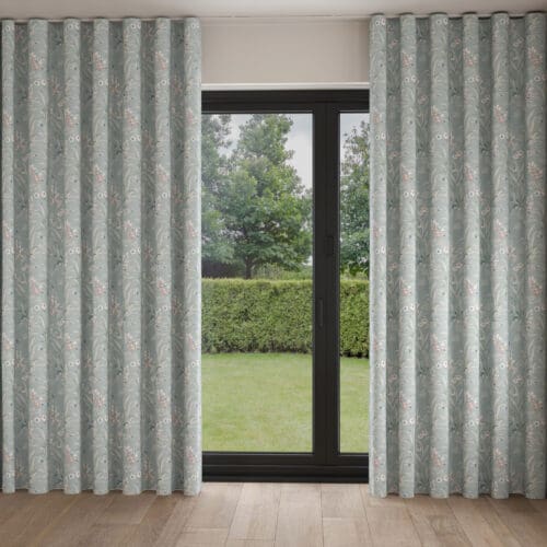 Laura Ashley Mosedale Posy Dark Duck Egg Blue Wave Curtain