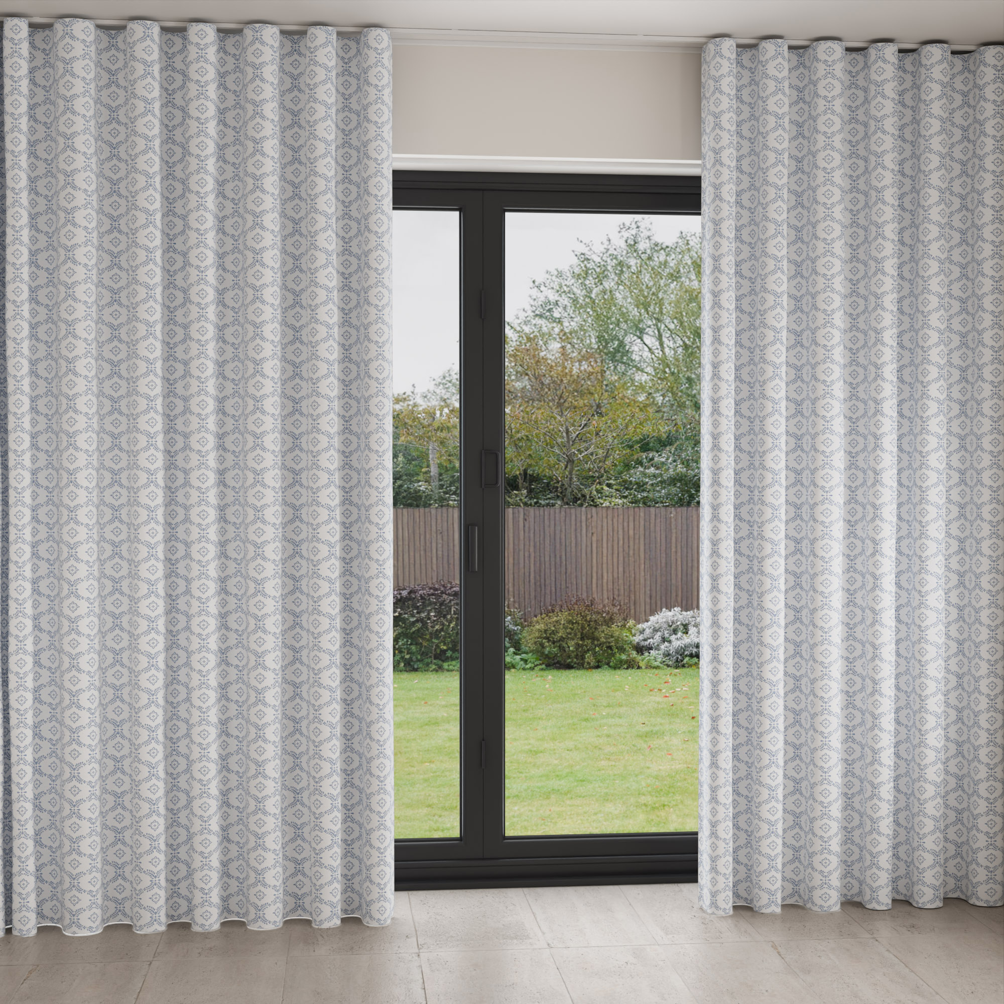 Laura Ashley Norton Cobalt Blue Wave Curtain - Image 2