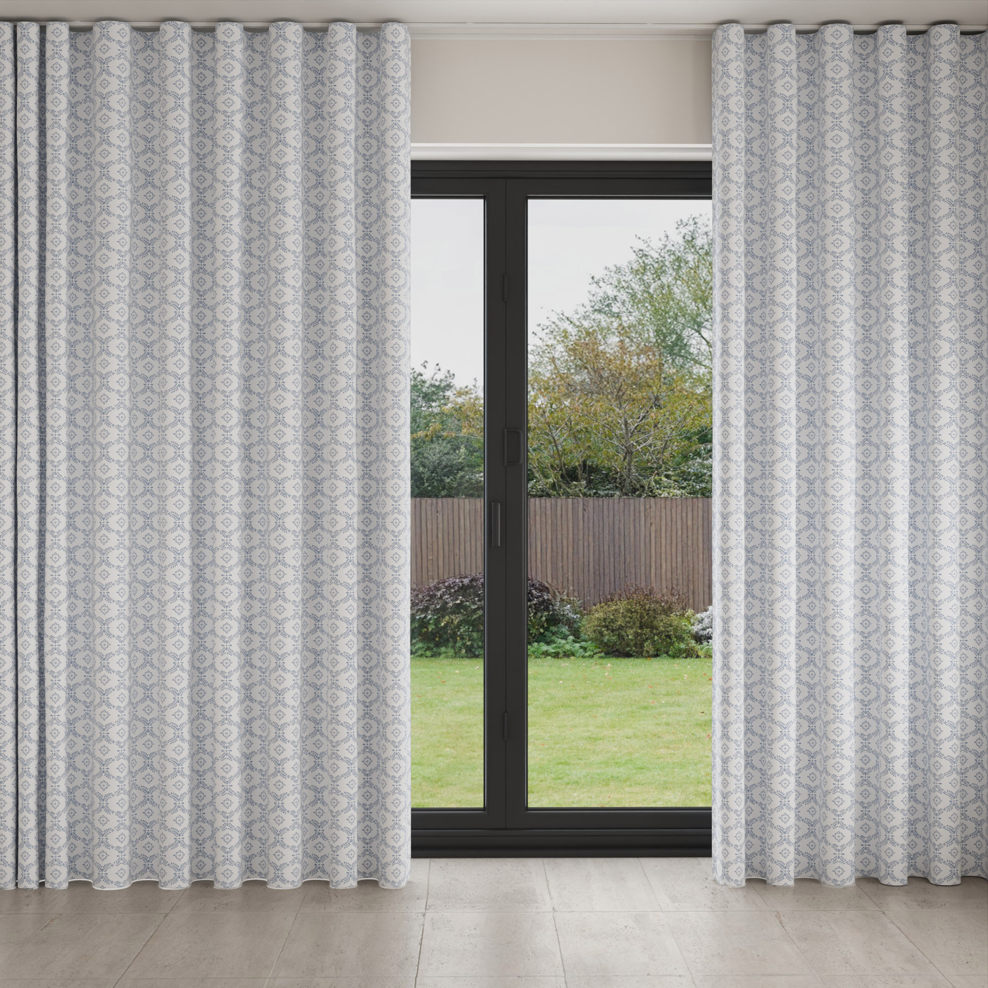 Laura Ashley Norton Cobalt Blue Wave Curtain - Image 3