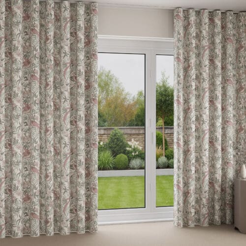 Laura Ashley Osterley Birds Mulberry Wave Curtain