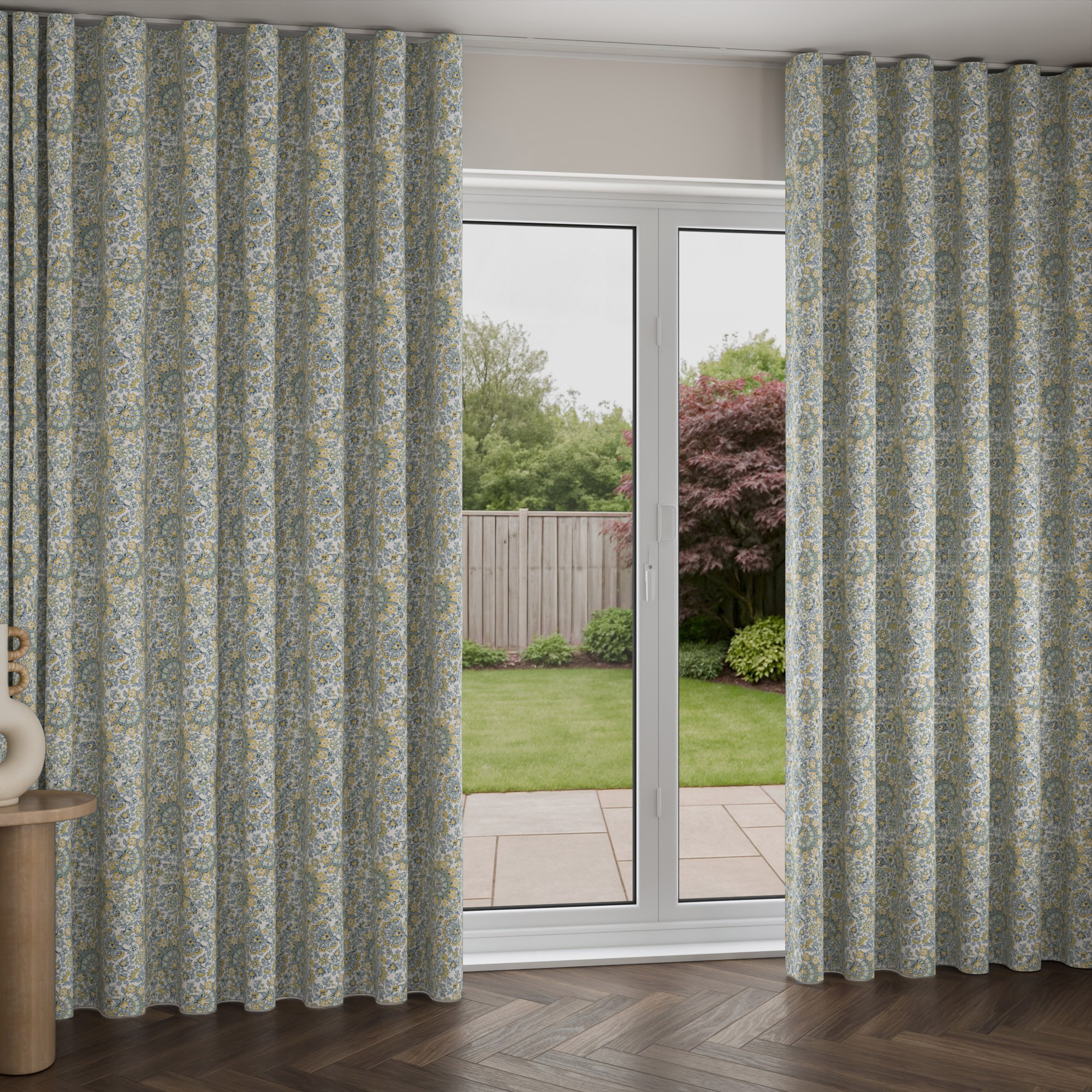 Laura Ashley Painswick Paisley Newport Blue Wave Curtain - Image 2