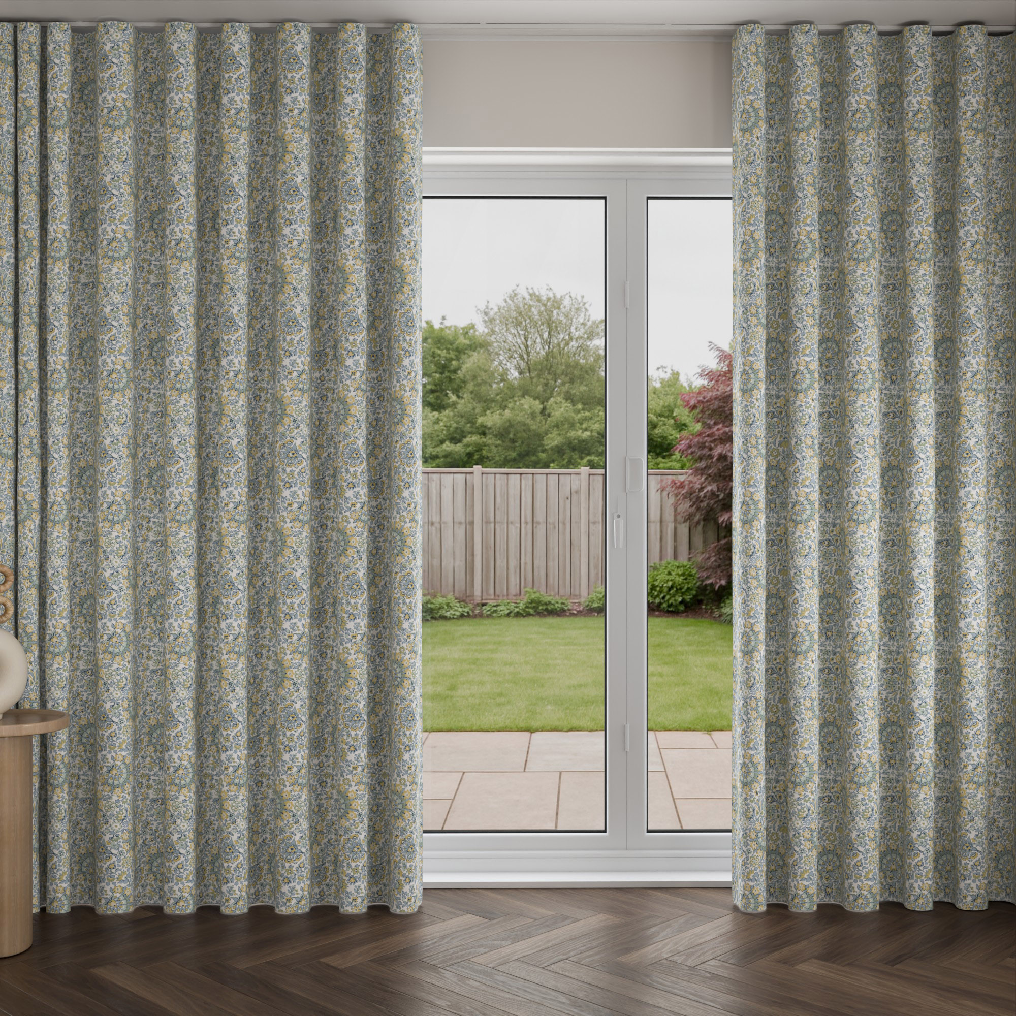 Laura Ashley Painswick Paisley Newport Blue Wave Curtain - Image 3