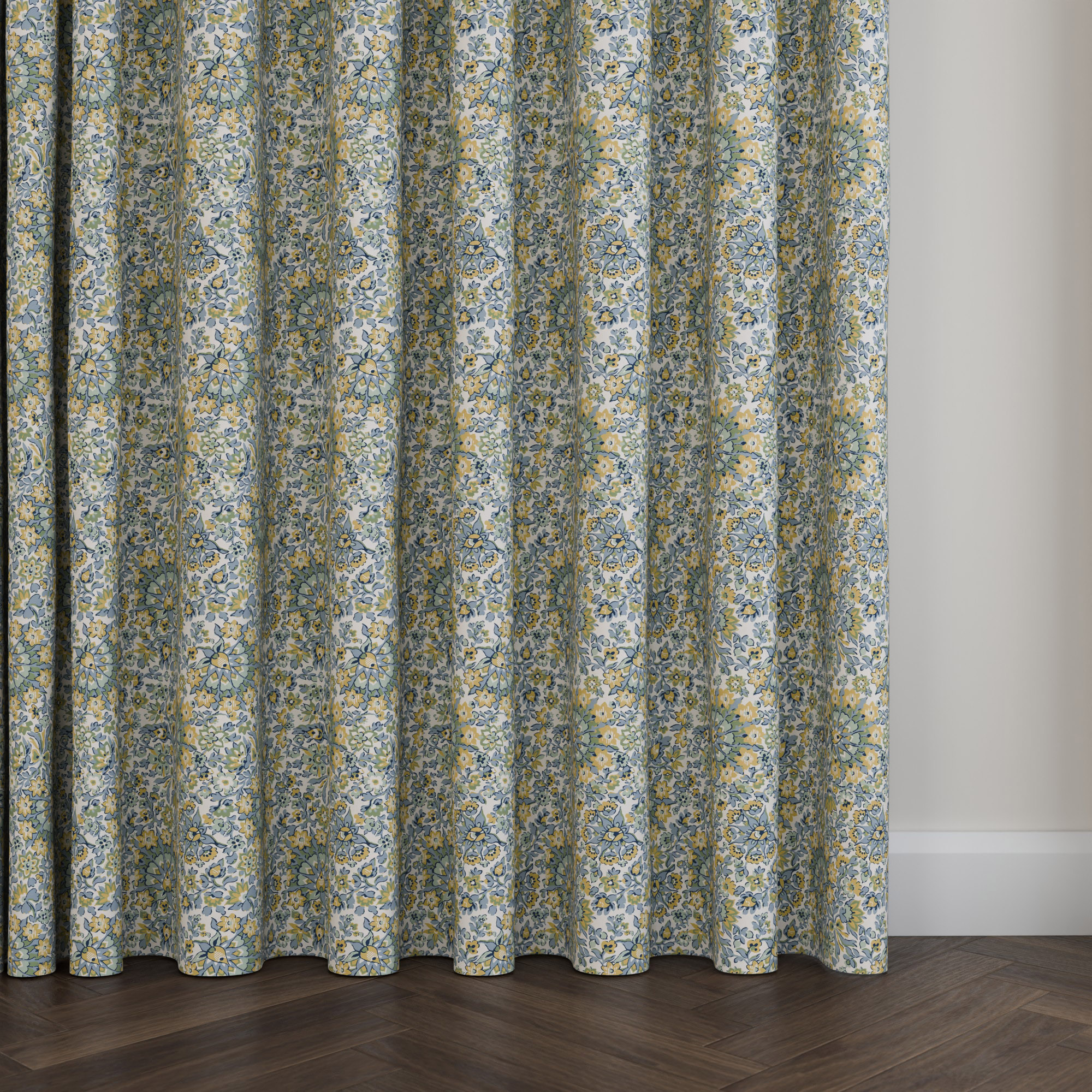 Laura Ashley Painswick Paisley Newport Blue Wave Curtain - Image 5