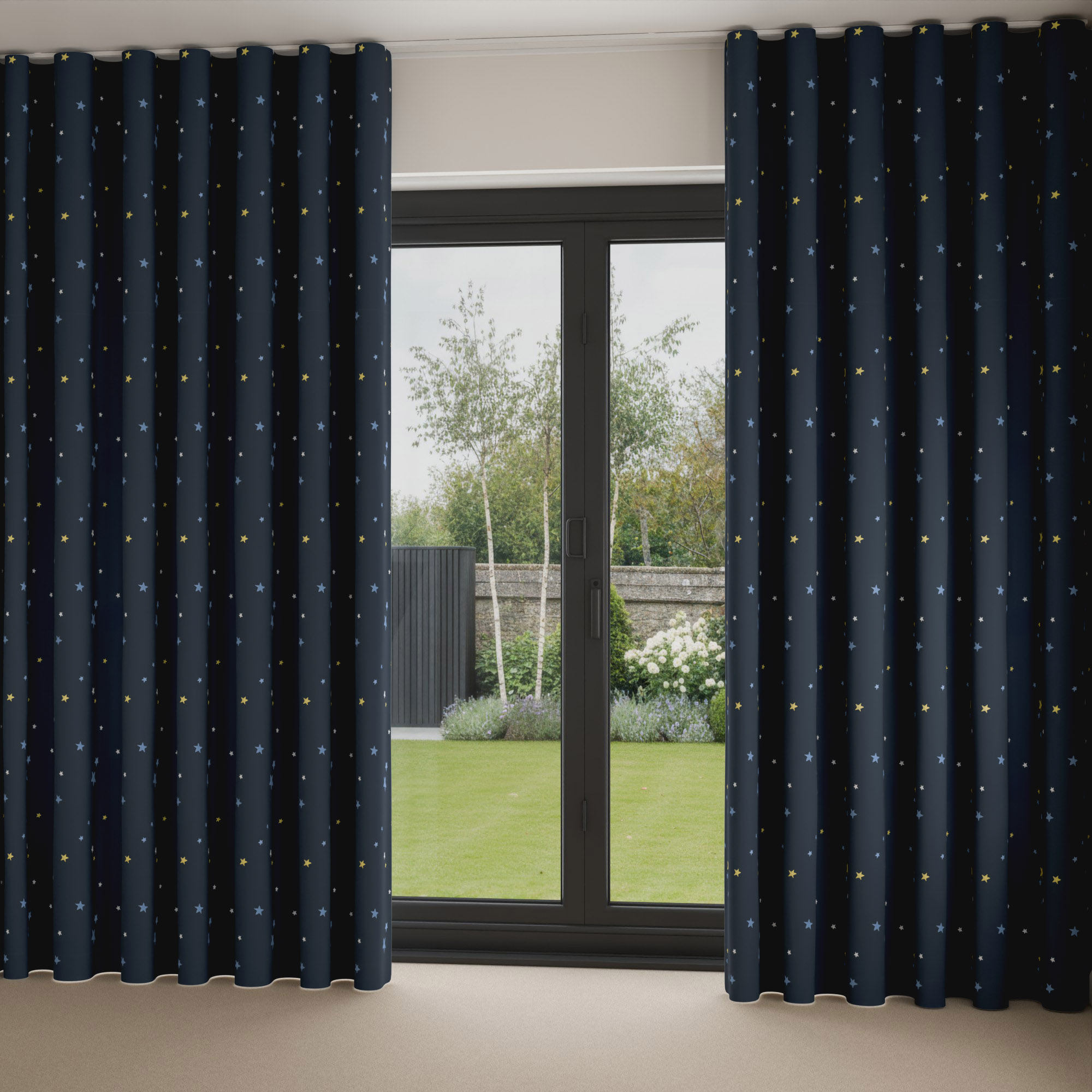 Laura Ashley Painterly Stars Midnight Wave Curtain - Image 2