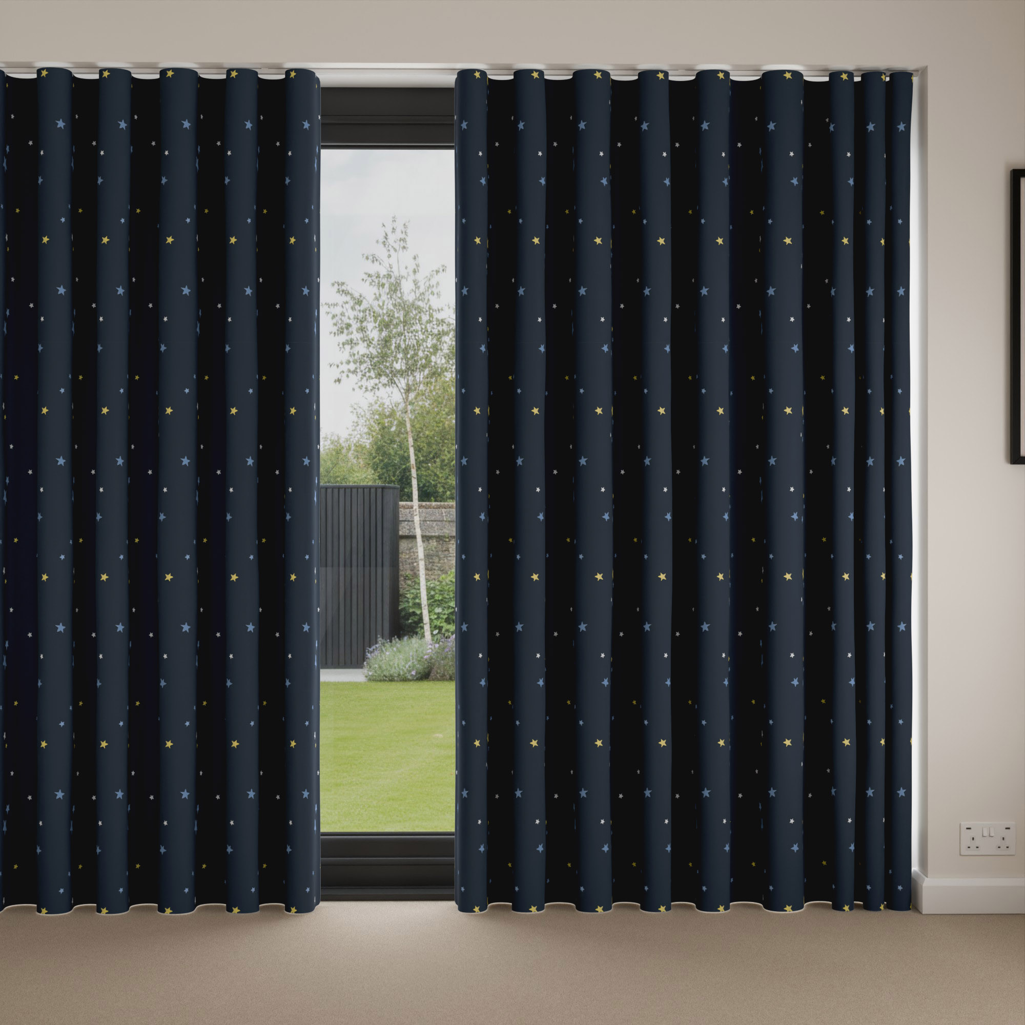 Laura Ashley Painterly Stars Midnight Wave Curtain - Image 4