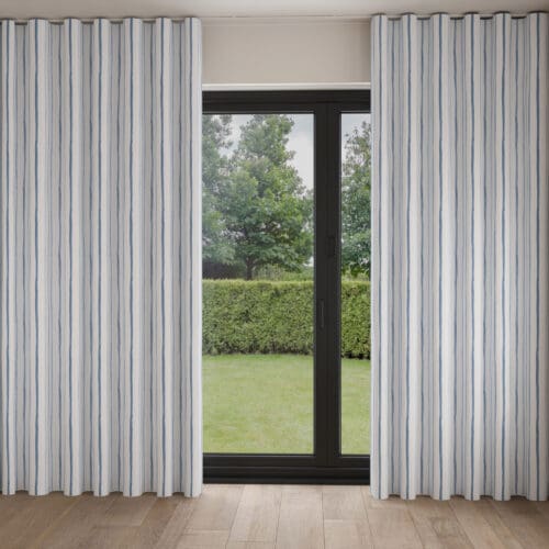 Laura Ashley Painterly Stripe Dark Seaspray Wave Curtain