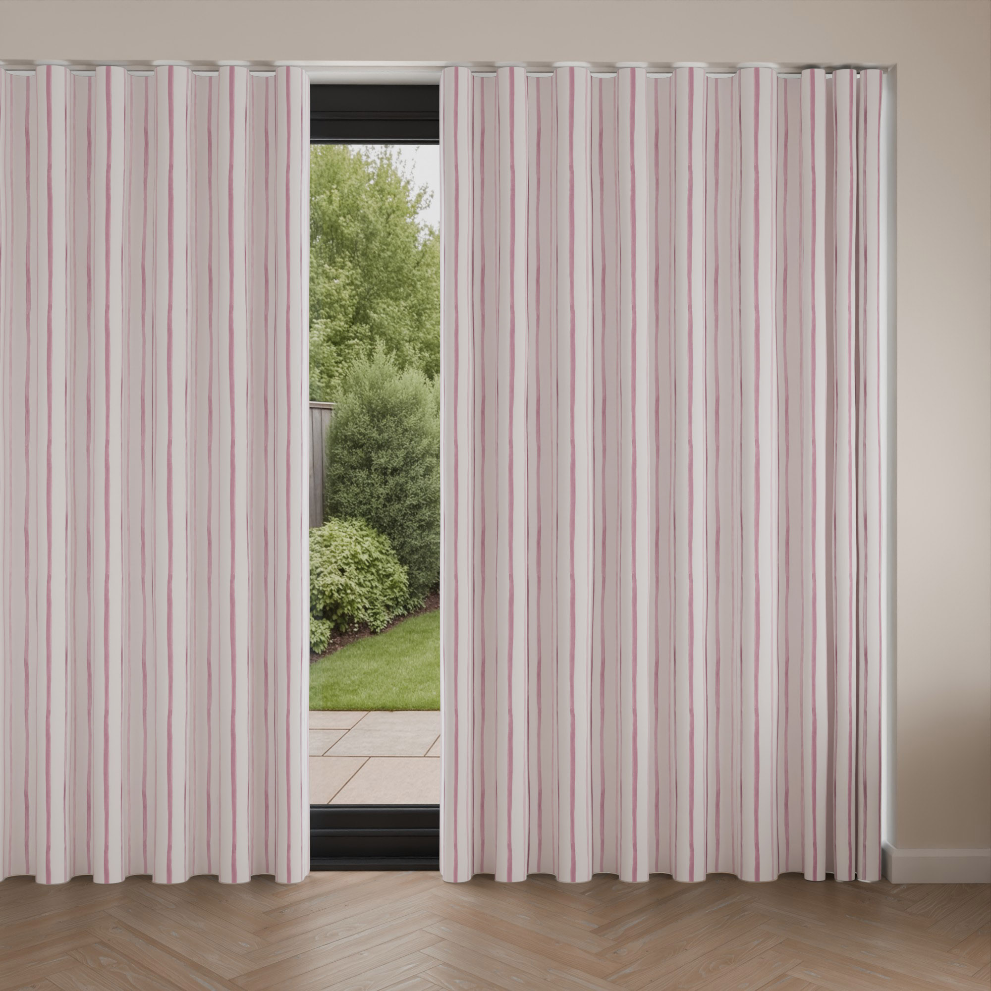 Laura Ashley Painterly Stripe Pink Wave Curtain - Image 4