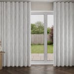 Laura Ashley Painterly Stripe Pale Steel Wave Curtain