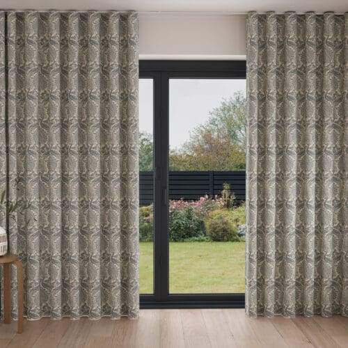 Laura Ashley Peacock Damask Steel Wave Curtain