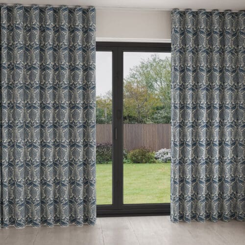 Laura Ashley Peacock Damask Dusky Seaspray Wave Curtain