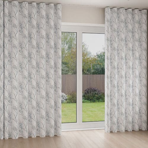 Laura Ashley Pussy Willow Off White/Seaspray Wave Curtain