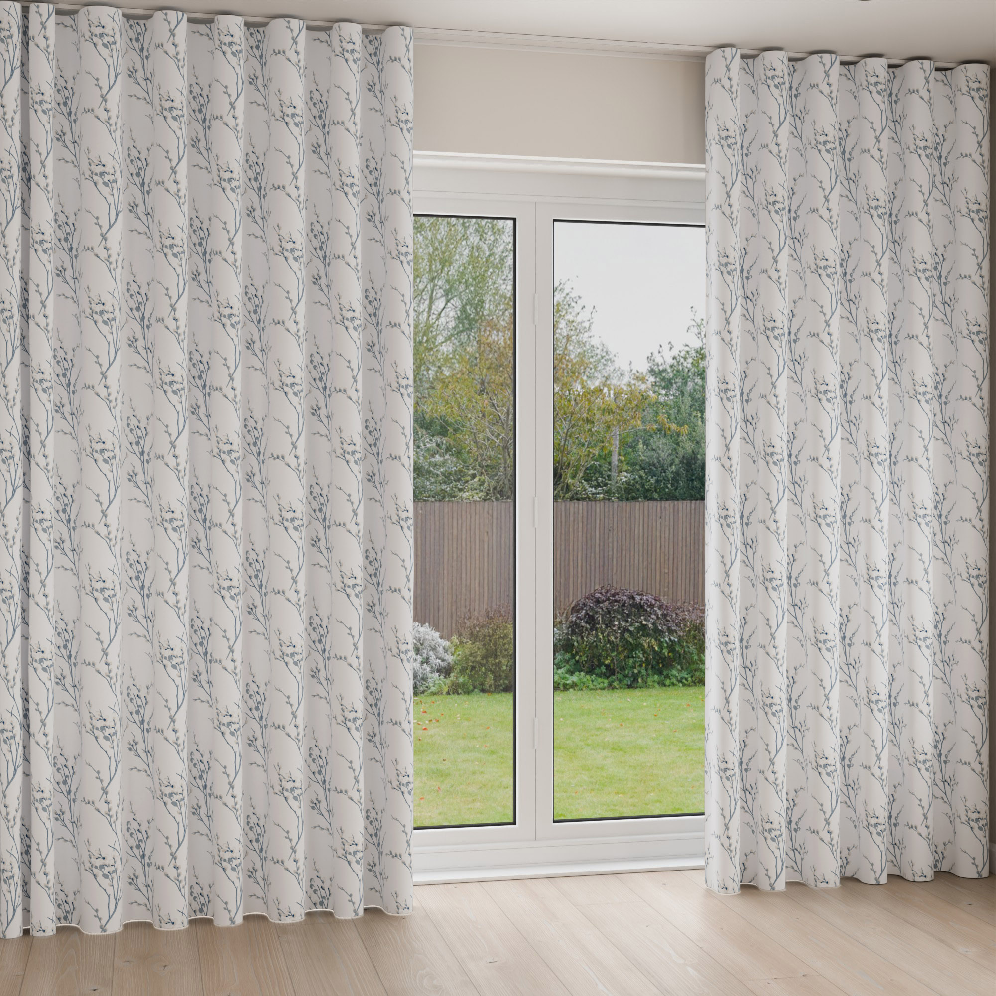Laura Ashley Pussy Willow Off White/Seaspray Wave Curtain - Image 2
