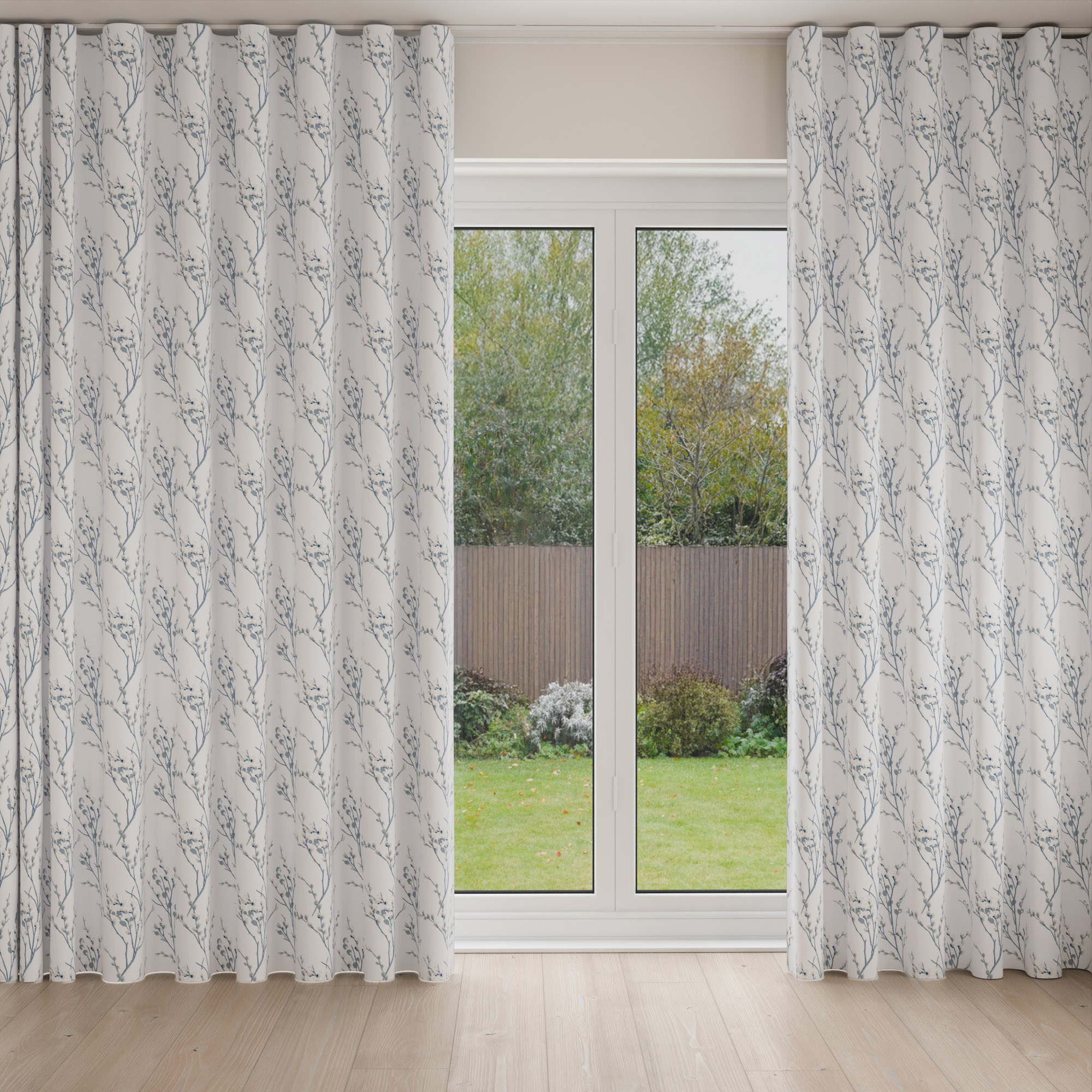 Laura Ashley Pussy Willow Off White/Seaspray Wave Curtain - Image 3