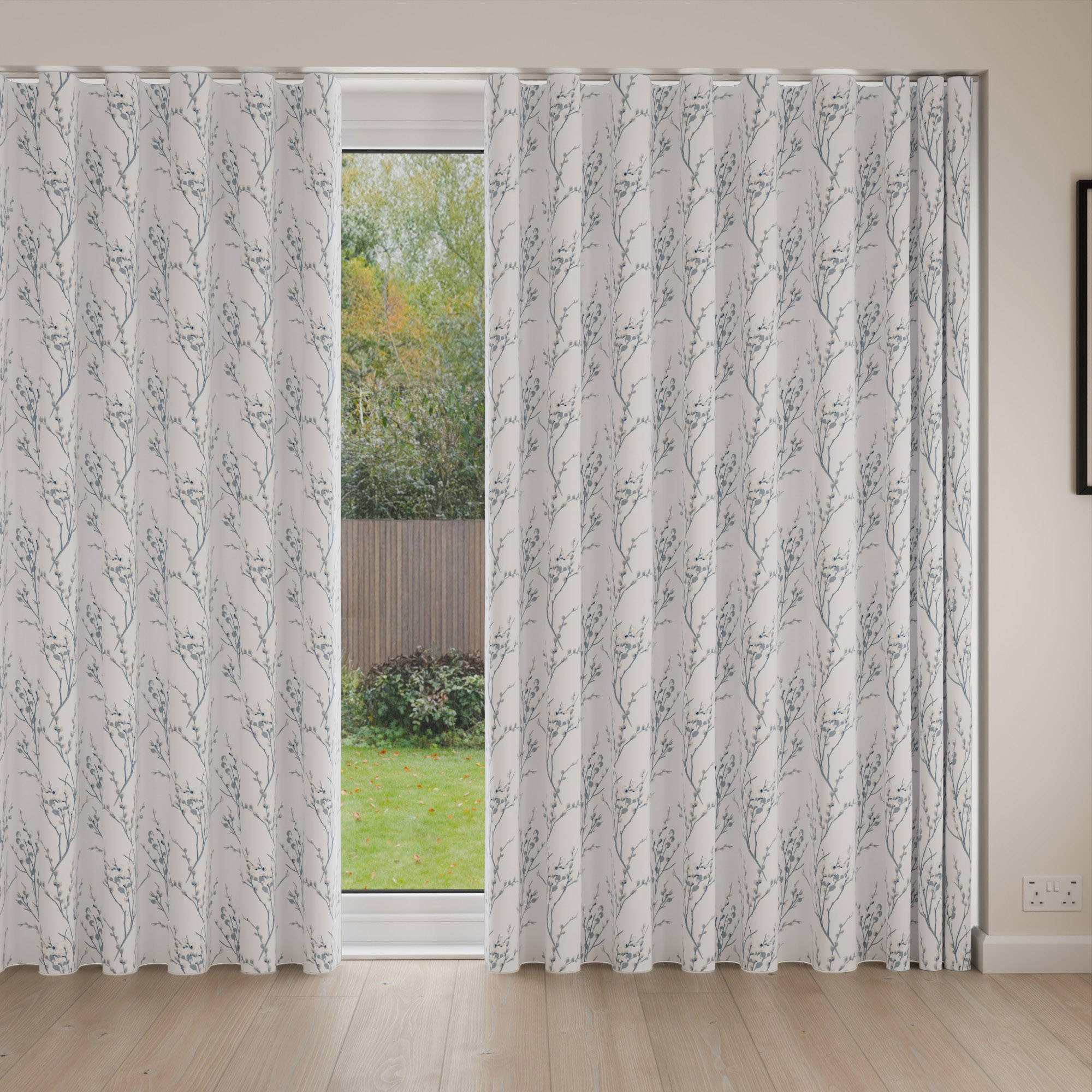 Laura Ashley Pussy Willow Off White/Seaspray Wave Curtain - Image 4
