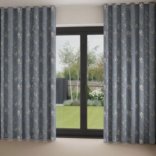 Laura Ashley Pussy Willow Dark Seaspray Wave Curtain