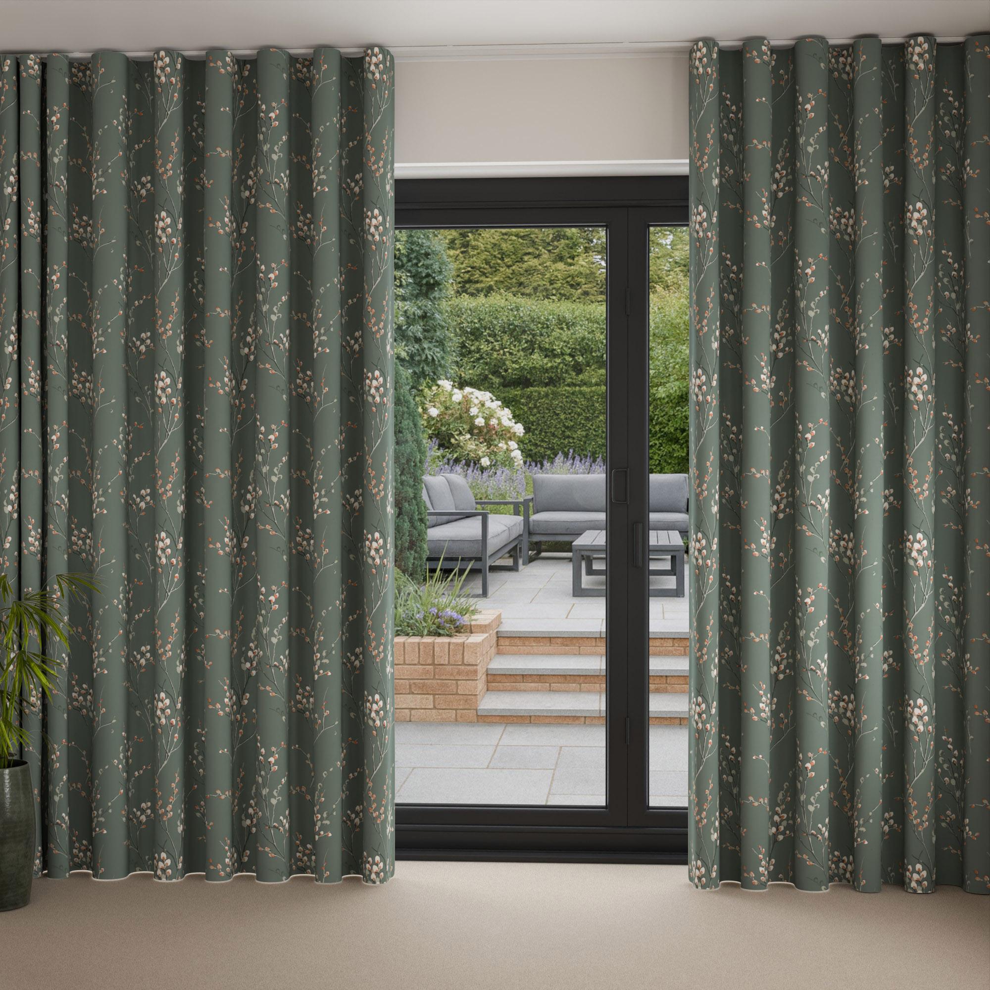 Laura Ashley Pussy Willow Fern Green Wave Curtain - Image 2