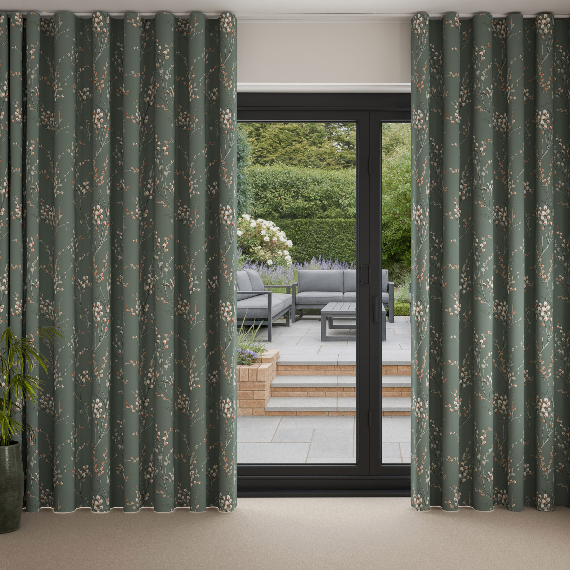 Laura Ashley Pussy Willow Fern Green Wave Curtain - Image 3