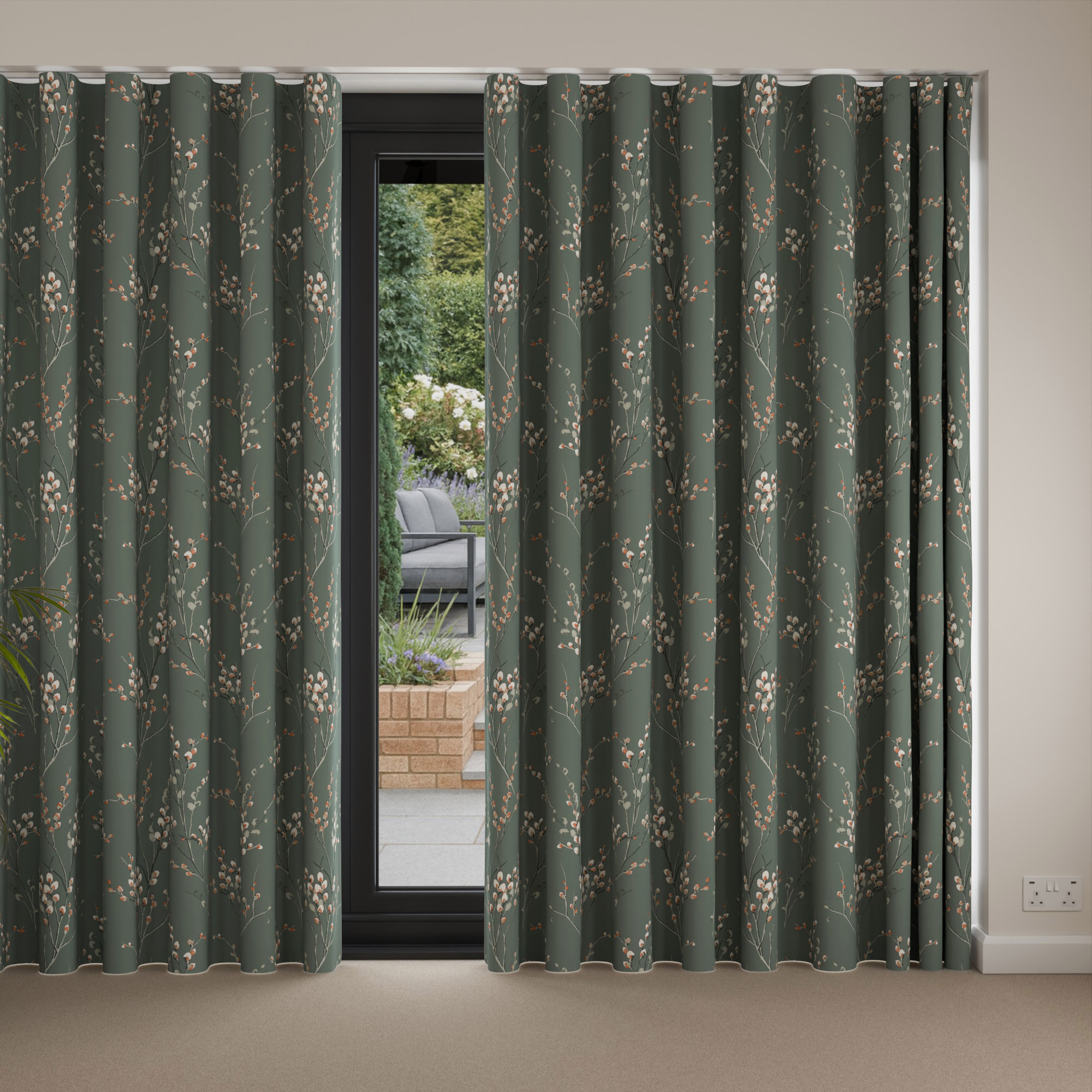 Laura Ashley Pussy Willow Fern Green Wave Curtain - Image 4