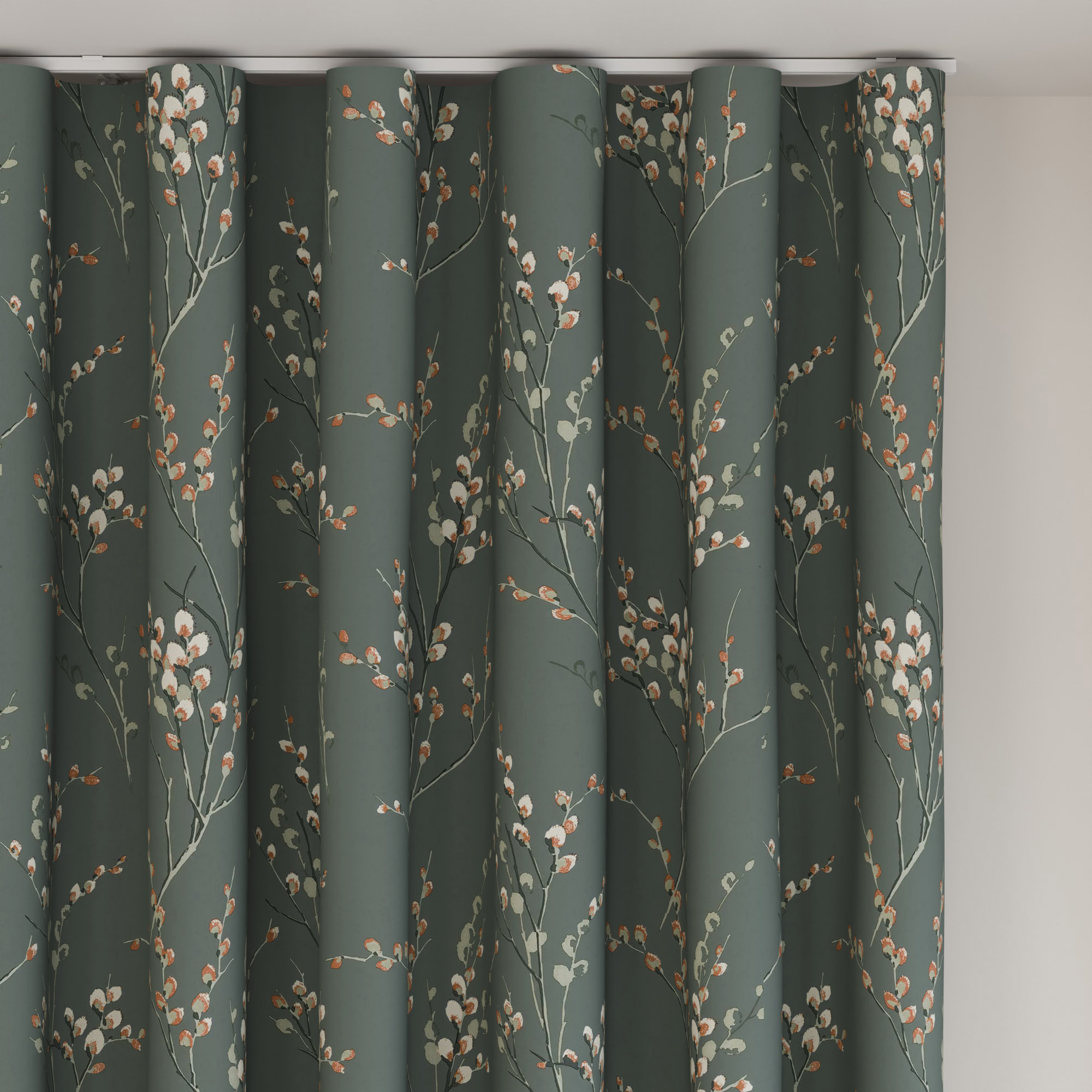 Laura Ashley Pussy Willow Fern Green Wave Curtain - Image 6