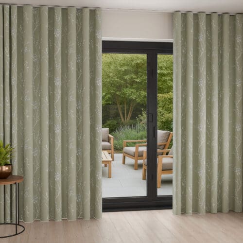 Laura Ashley Pussy Willow Moss Green Wave Curtain