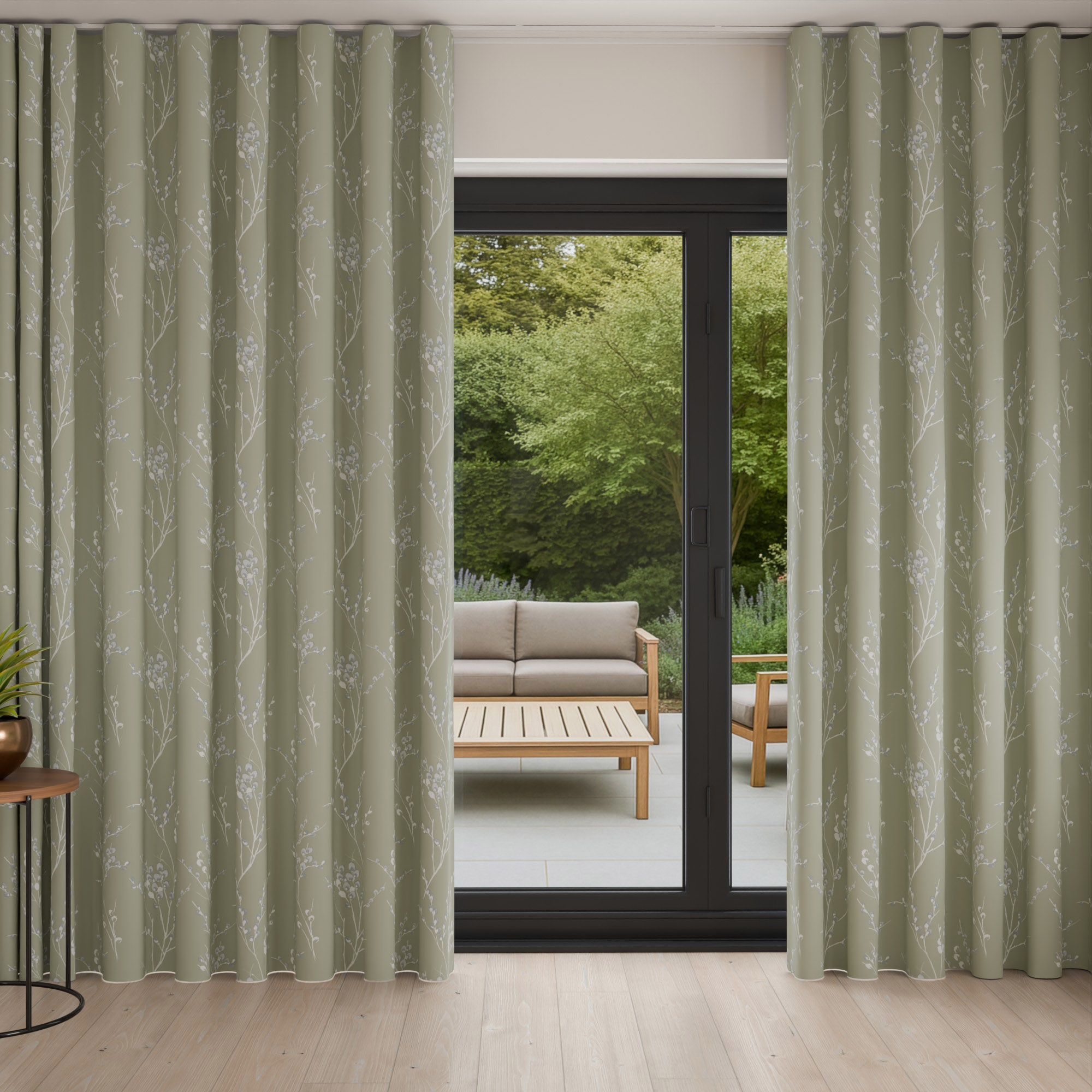 Laura Ashley Pussy Willow Moss Green Wave Curtain - Image 3