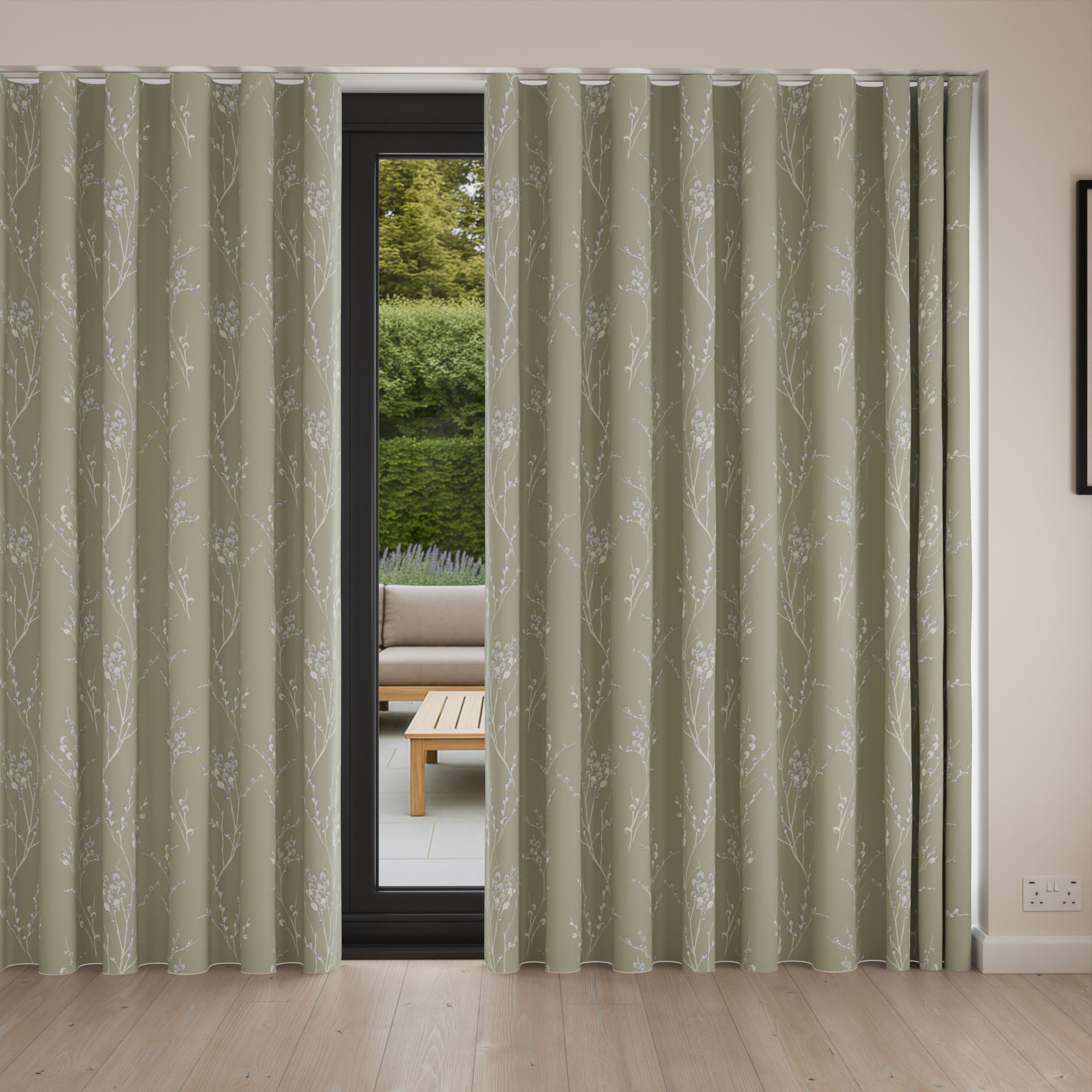 Laura Ashley Pussy Willow Moss Green Wave Curtain - Image 4