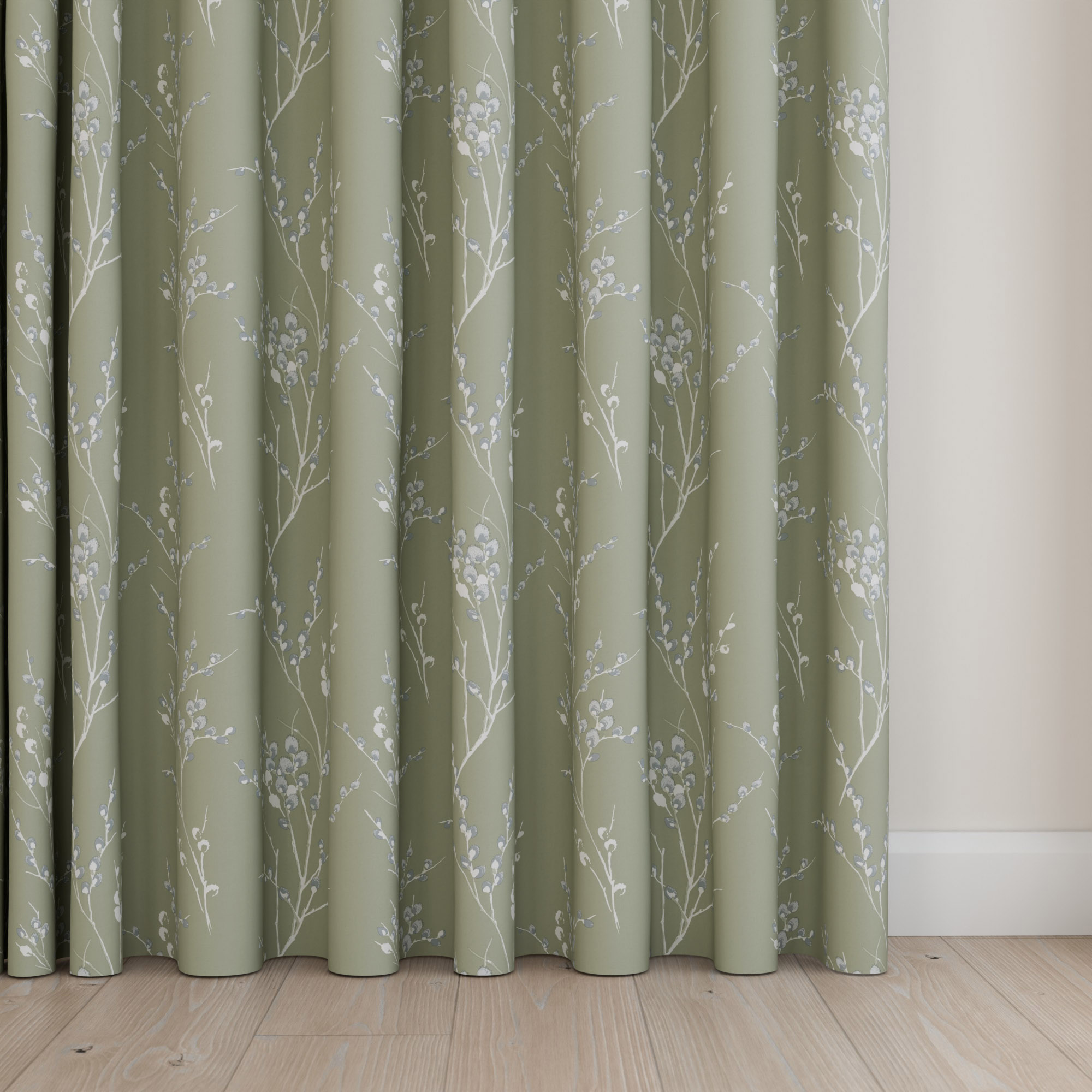 Laura Ashley Pussy Willow Moss Green Wave Curtain - Image 5
