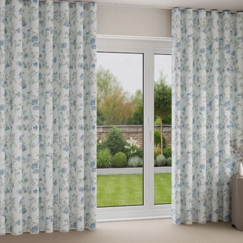 Laura Ashley Rambling Rector Blue Sky Wave Curtain