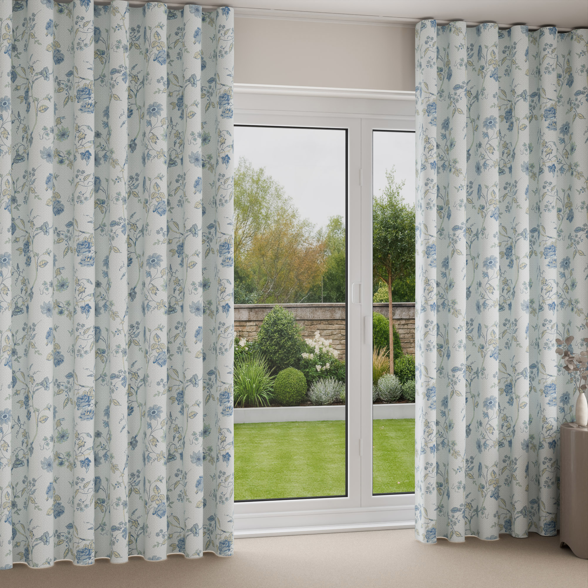 Laura Ashley Rambling Rector Blue Sky Wave Curtain - Image 2