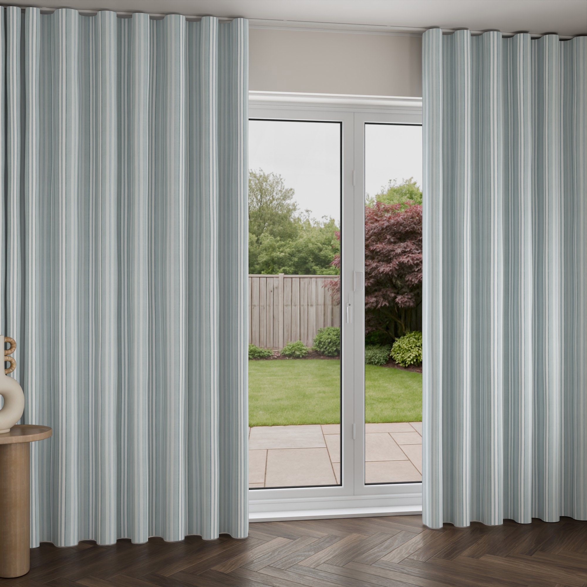 Laura Ashley Suffolk Stripe Eucalyptus Wave Curtain - Image 2