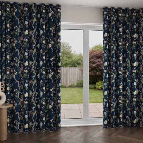 Laura Ashley Summer Palace Midnight Blue Wave Curtain