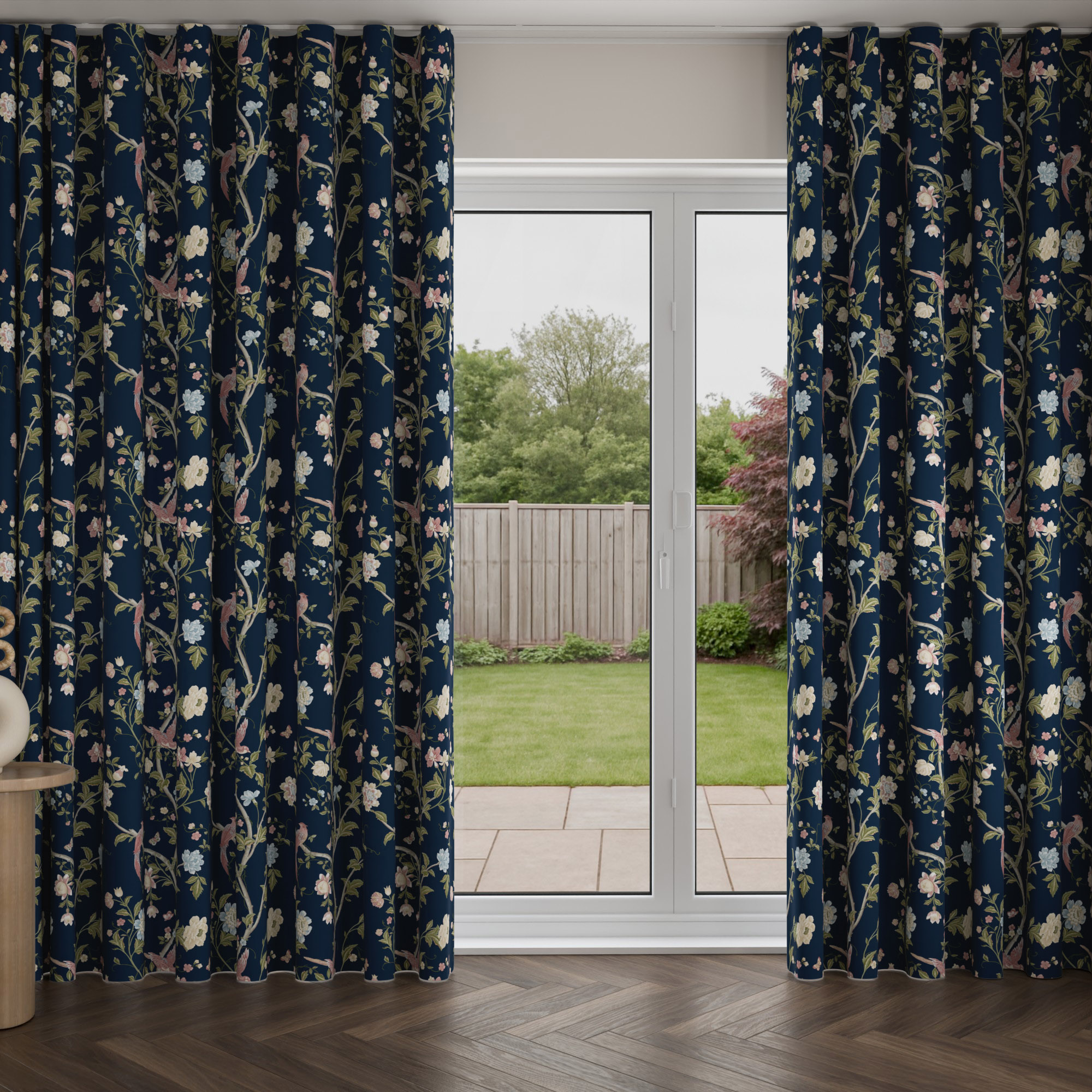 Laura Ashley Summer Palace Midnight Blue Wave Curtain - Image 3