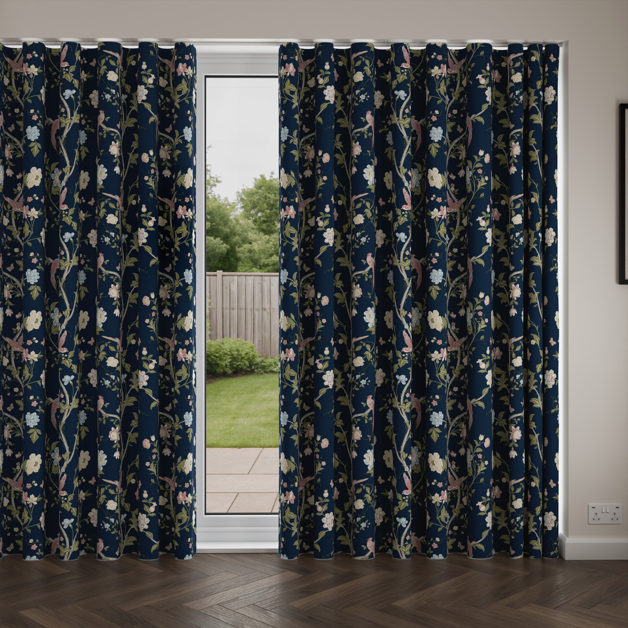 Laura Ashley Summer Palace Midnight Blue Wave Curtain - Image 4