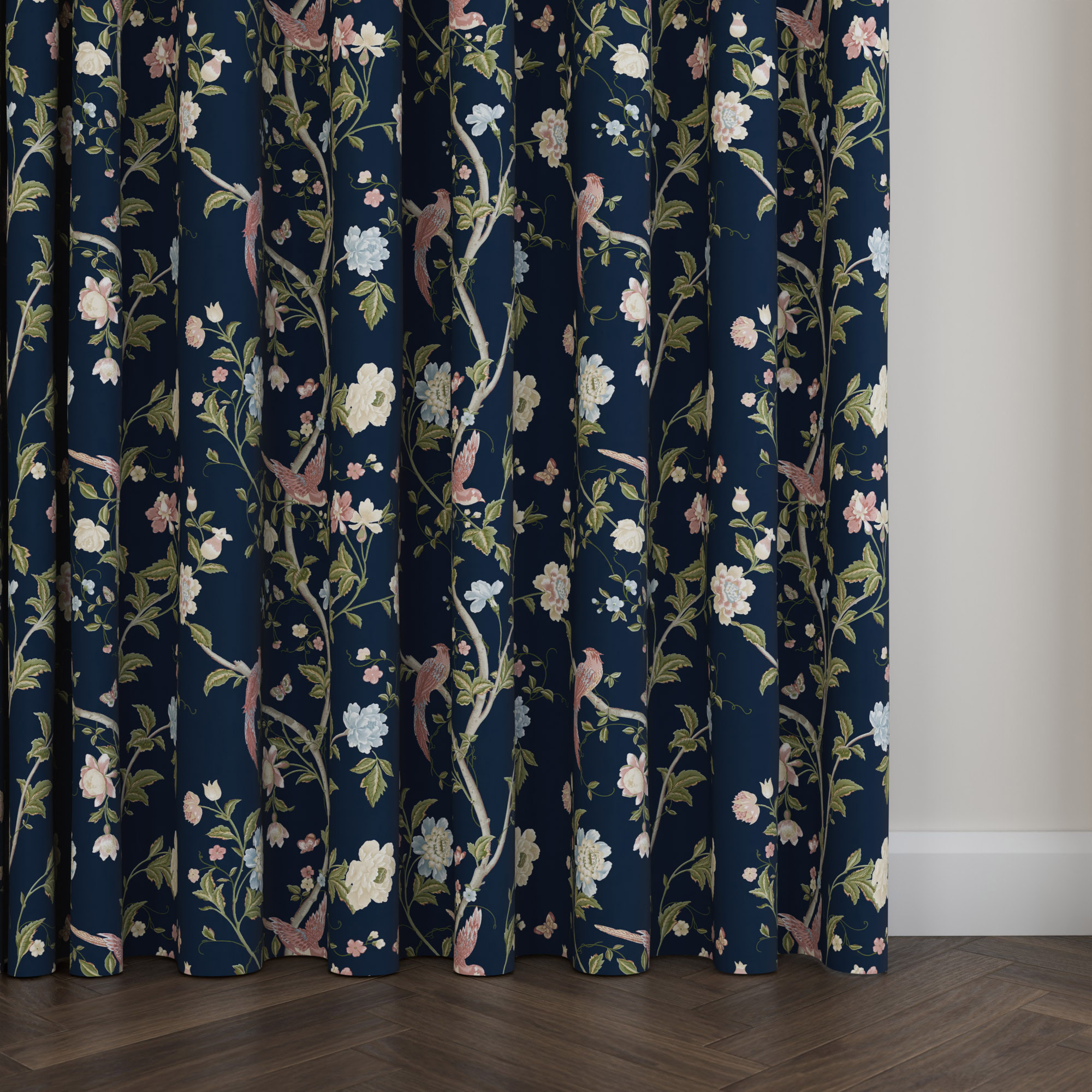 Laura Ashley Summer Palace Midnight Blue Wave Curtain - Image 5