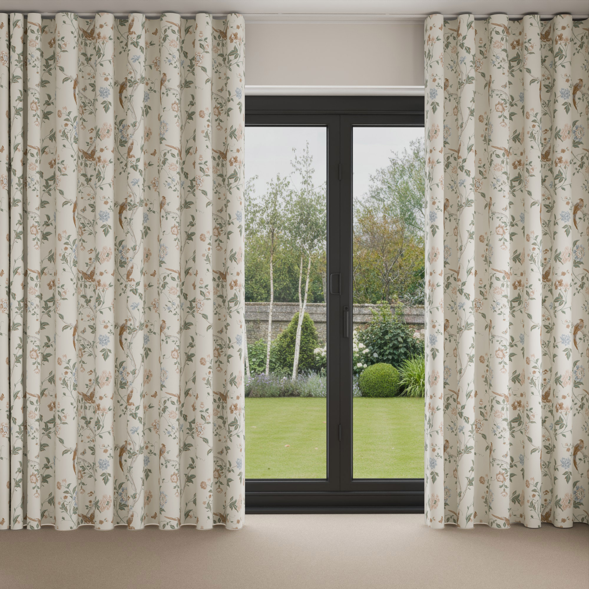 Laura Ashley Summer Palace Sage Apricot Wave Curtain - Image 3