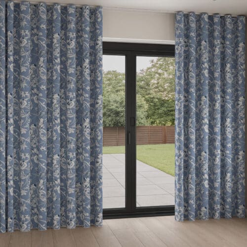 Laura Ashley Summerhill Midnight Navy Wave Curtain