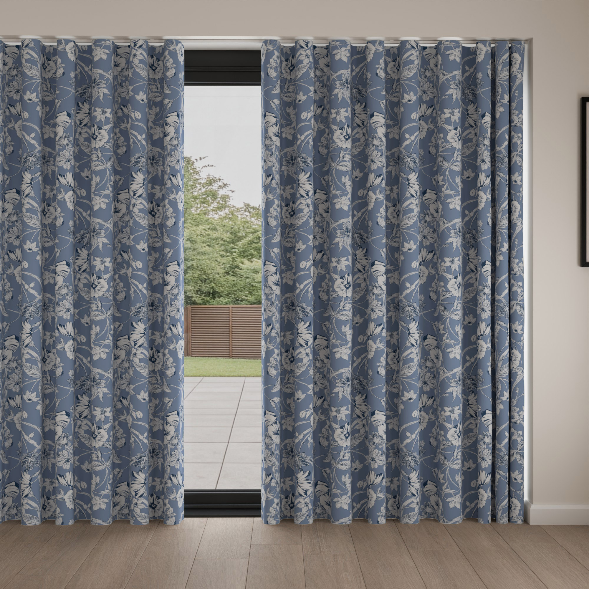 Laura Ashley Summerhill Midnight Navy Wave Curtain - Image 4
