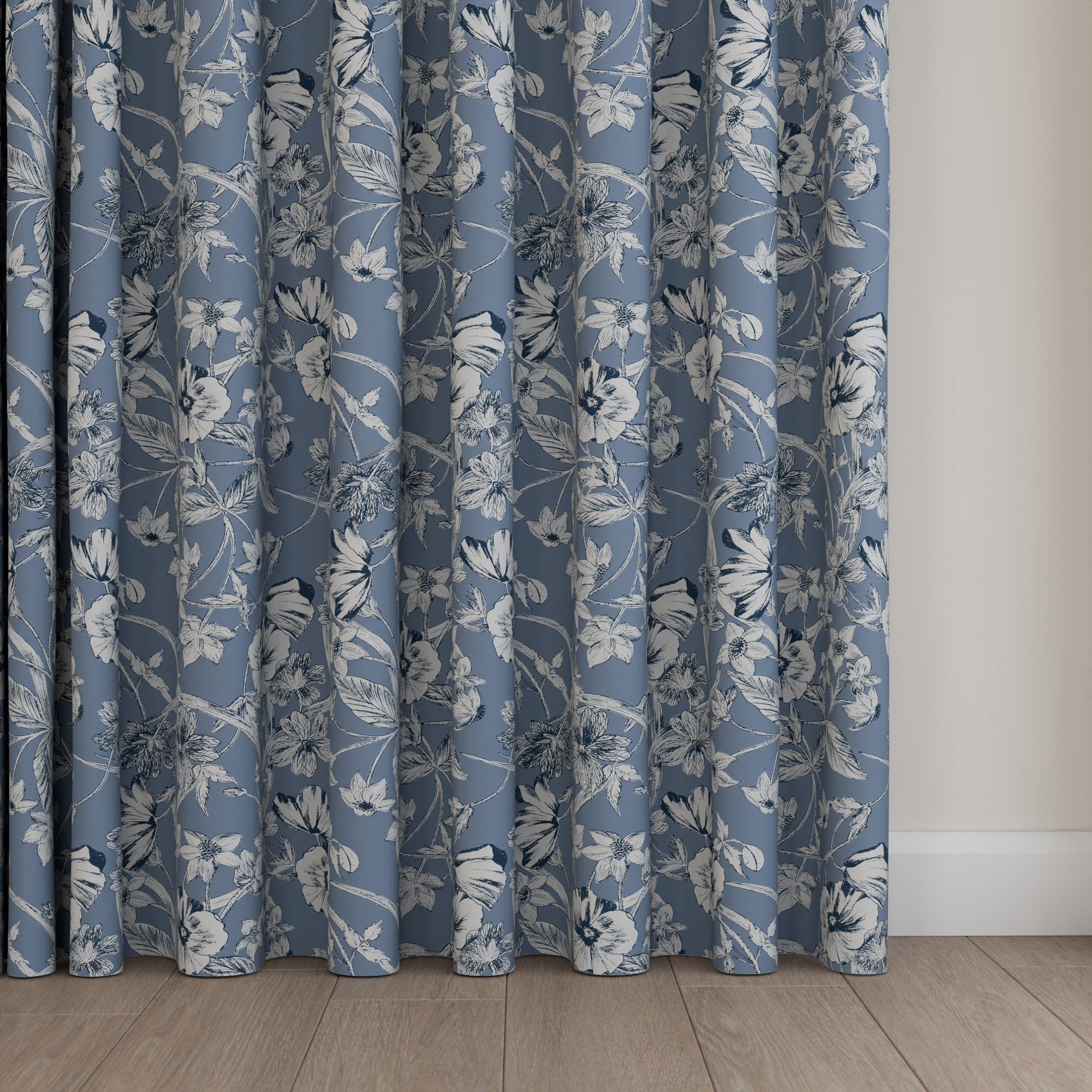 Laura Ashley Summerhill Midnight Navy Wave Curtain - Image 5