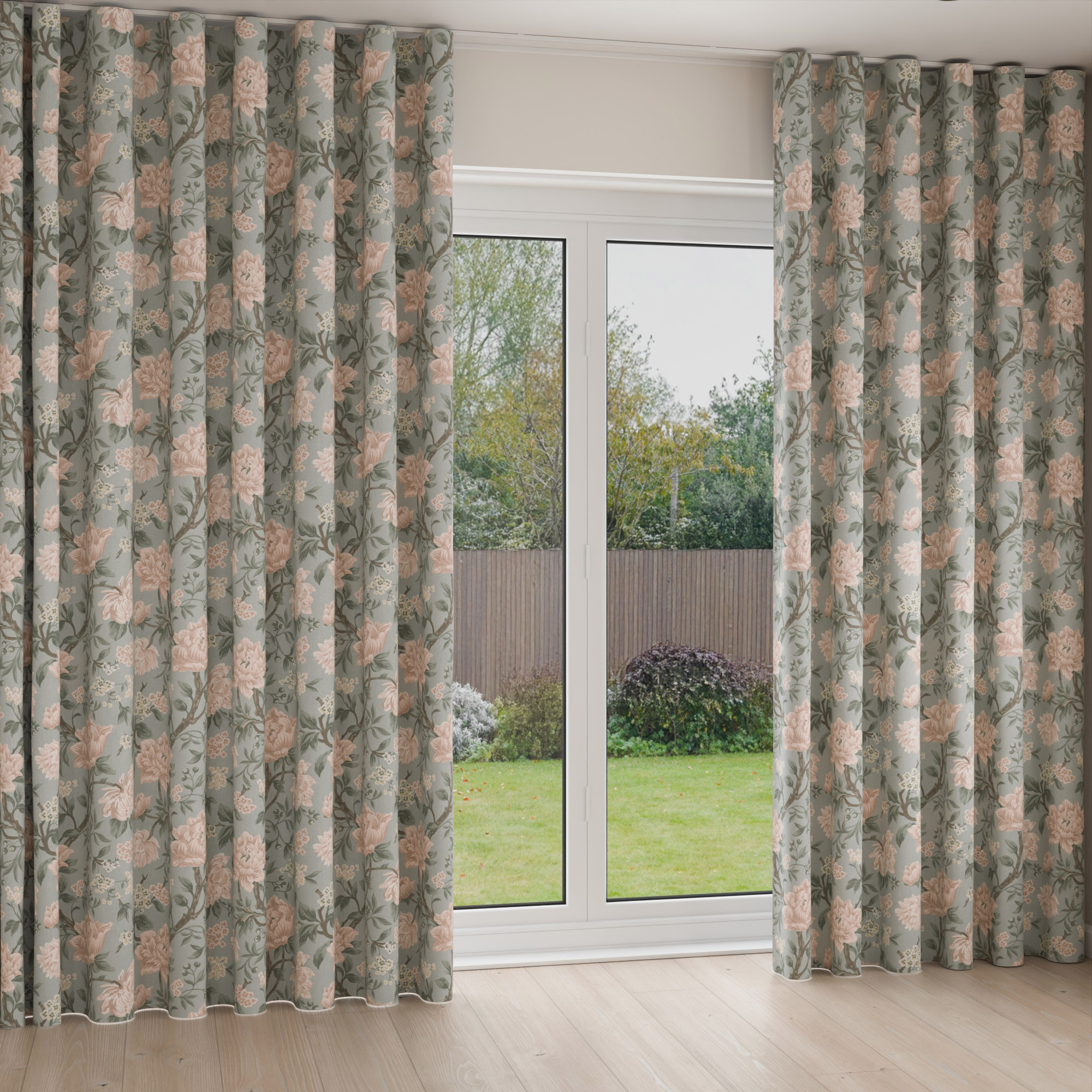 Laura Ashley Tapestry Floral Chenille Blush Wave Curtain