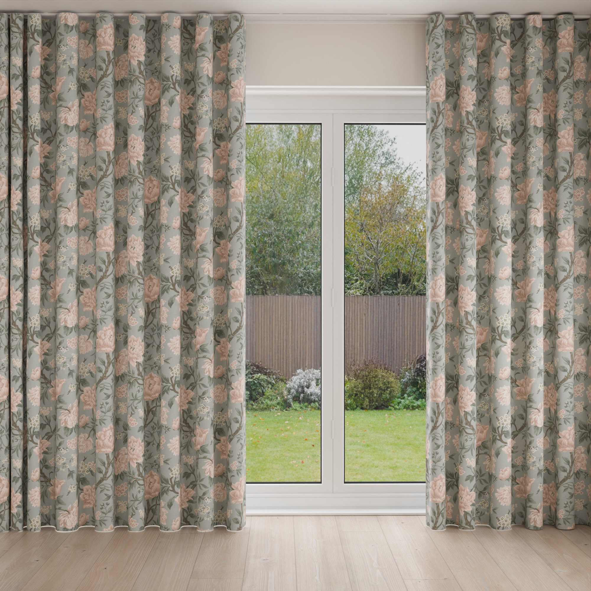 Laura Ashley Tapestry Floral Chenille Blush Wave Curtain - Image 3