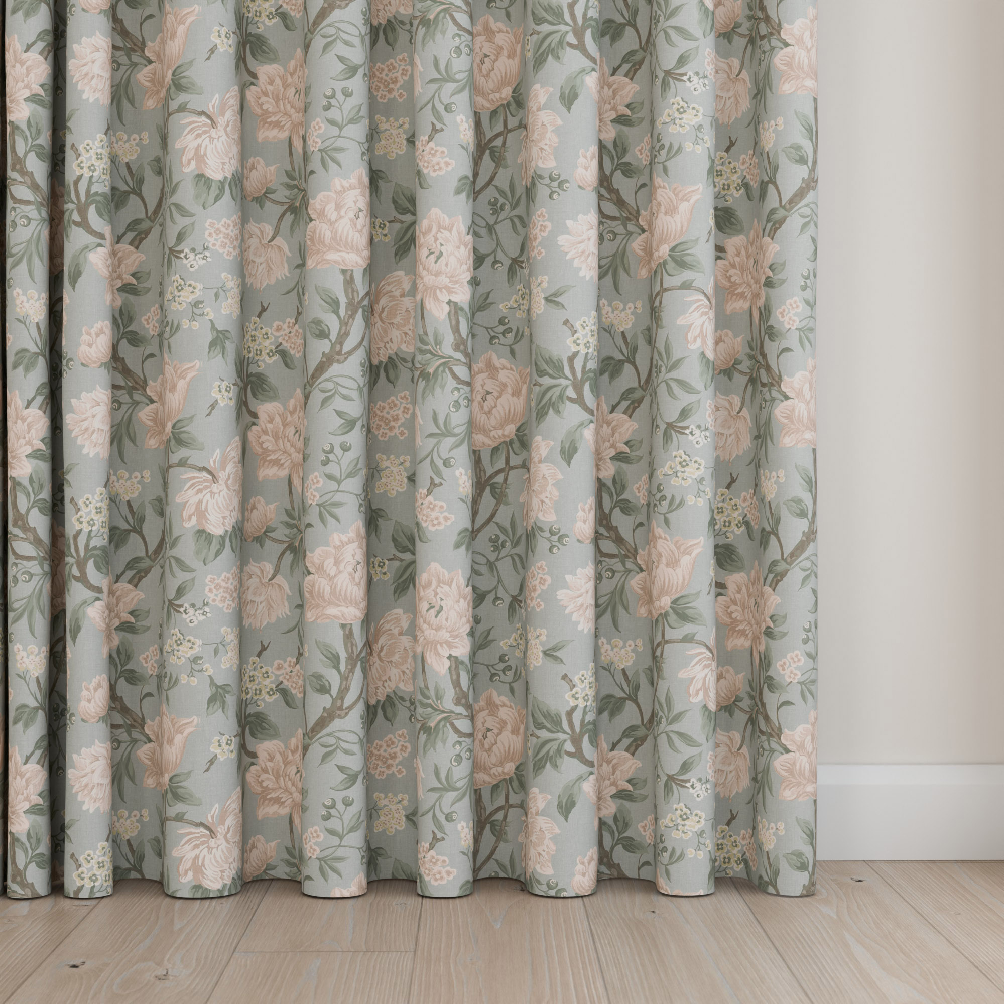 Laura Ashley Tapestry Floral Chenille Blush Wave Curtain - Image 5