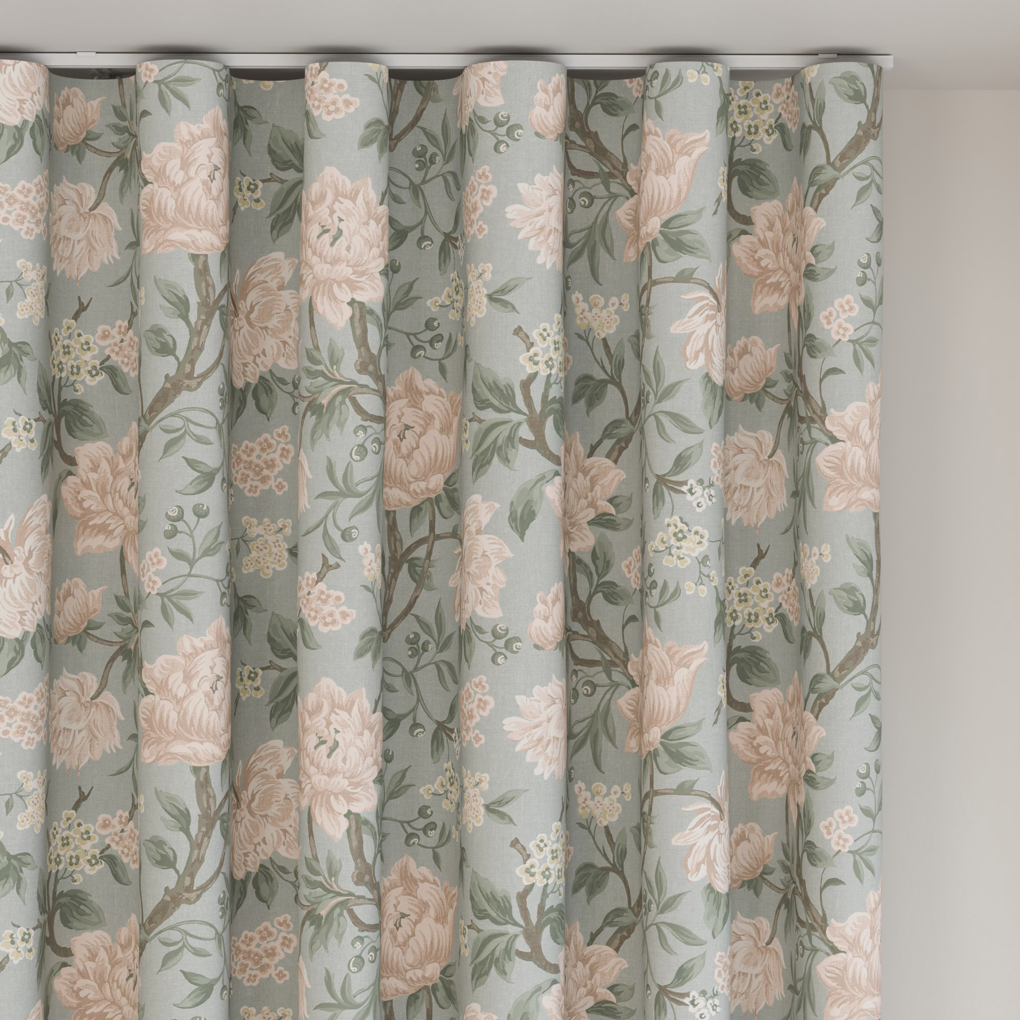 Laura Ashley Tapestry Floral Chenille Blush Wave Curtain - Image 6