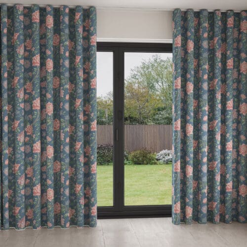 Laura Ashley Tapestry Floral Dusky Seaspray Wave Curtain