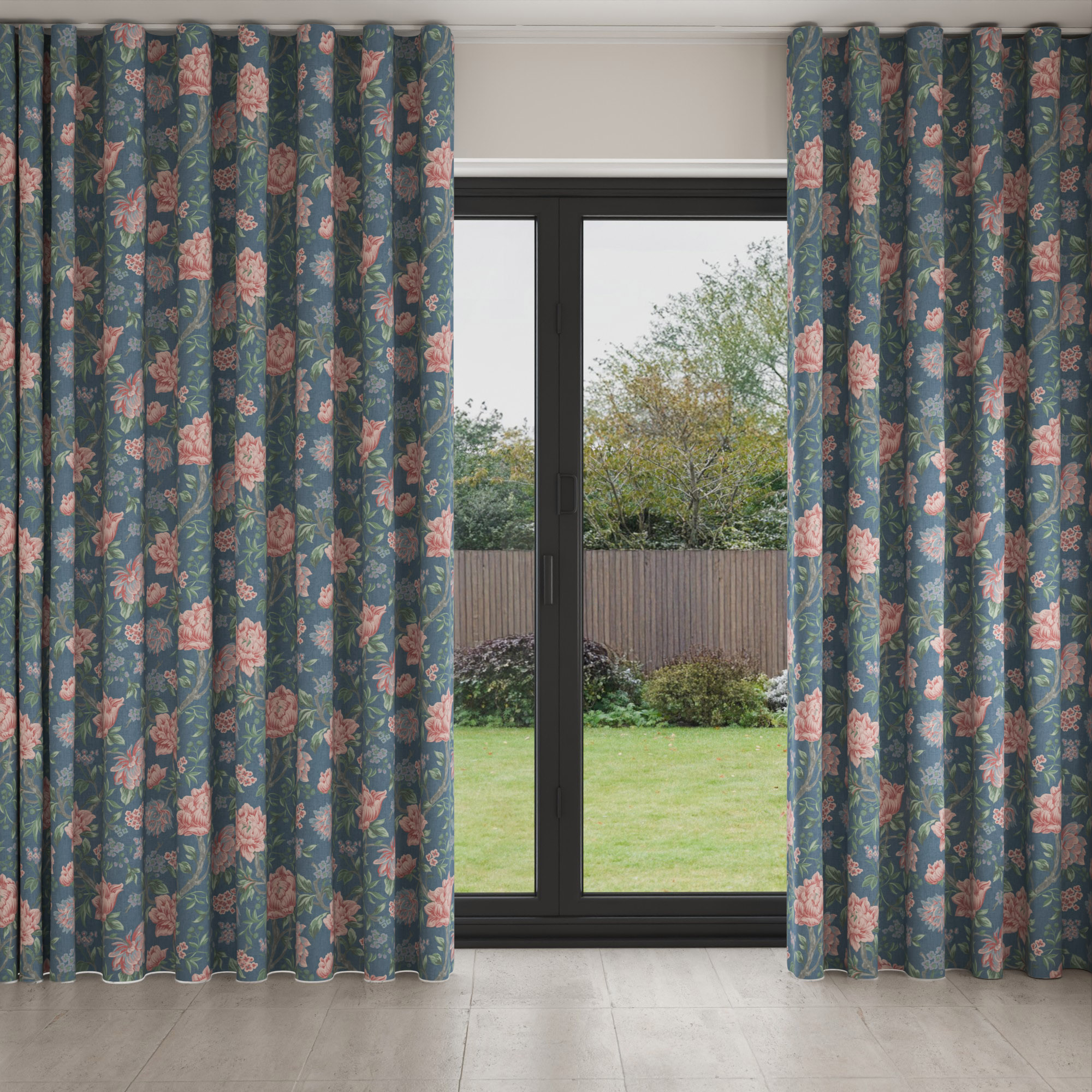 Laura Ashley Tapestry Floral Dusky Seaspray Wave Curtain - Image 3