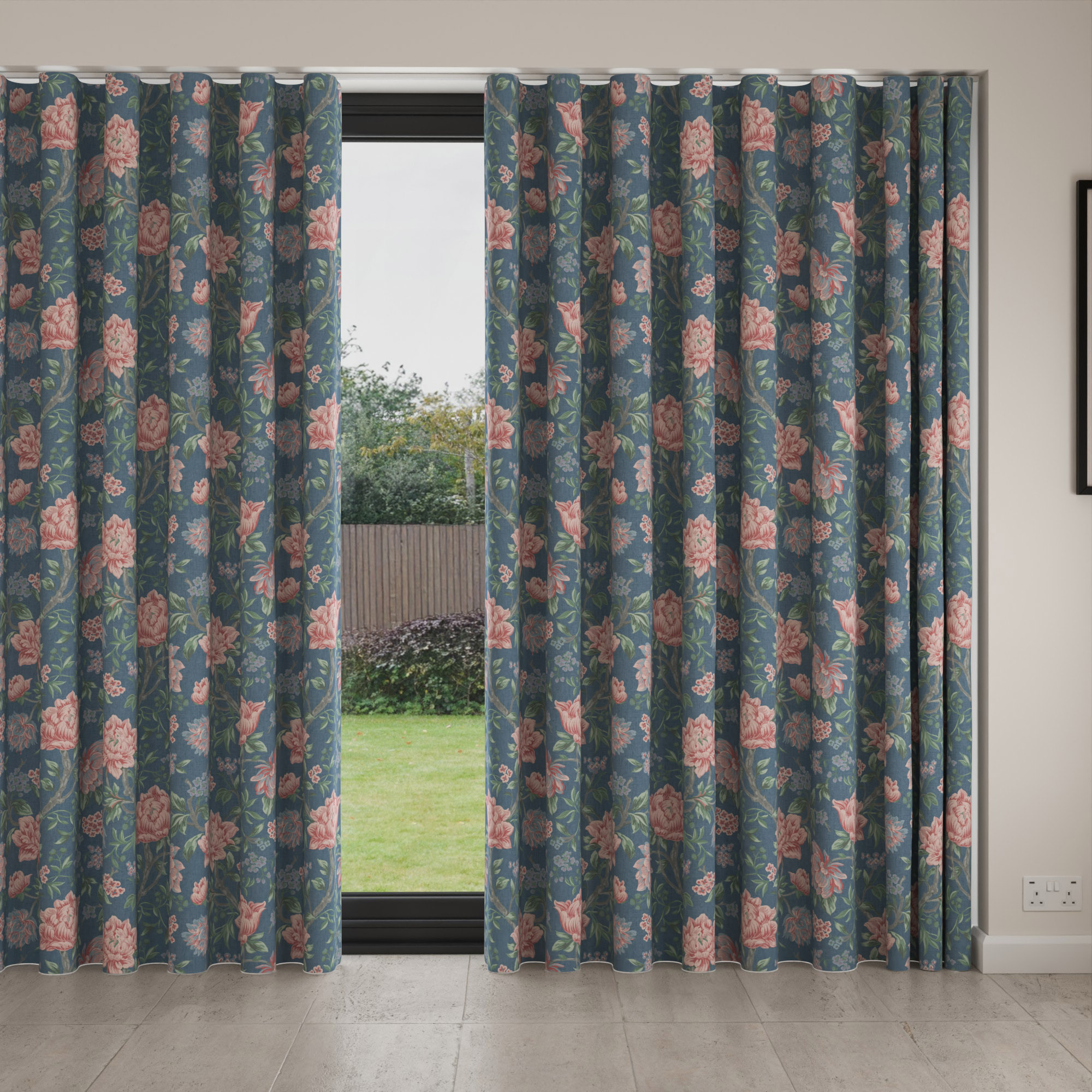 Laura Ashley Tapestry Floral Dusky Seaspray Wave Curtain - Image 4