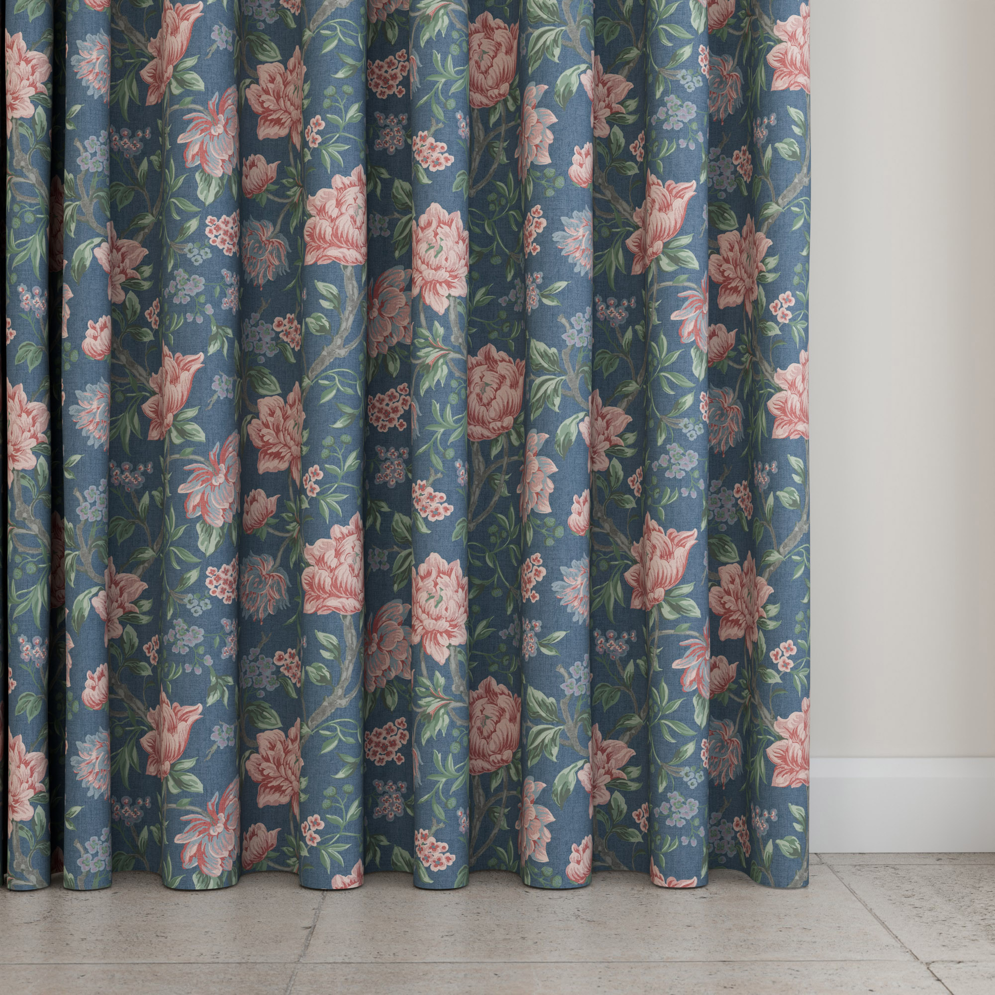 Laura Ashley Tapestry Floral Dusky Seaspray Wave Curtain - Image 5