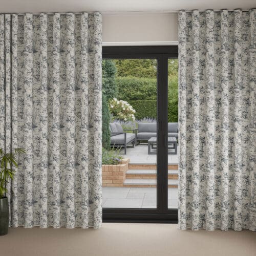 Laura Ashley Toile De Jouy Dark Seaspray Wave Curtain