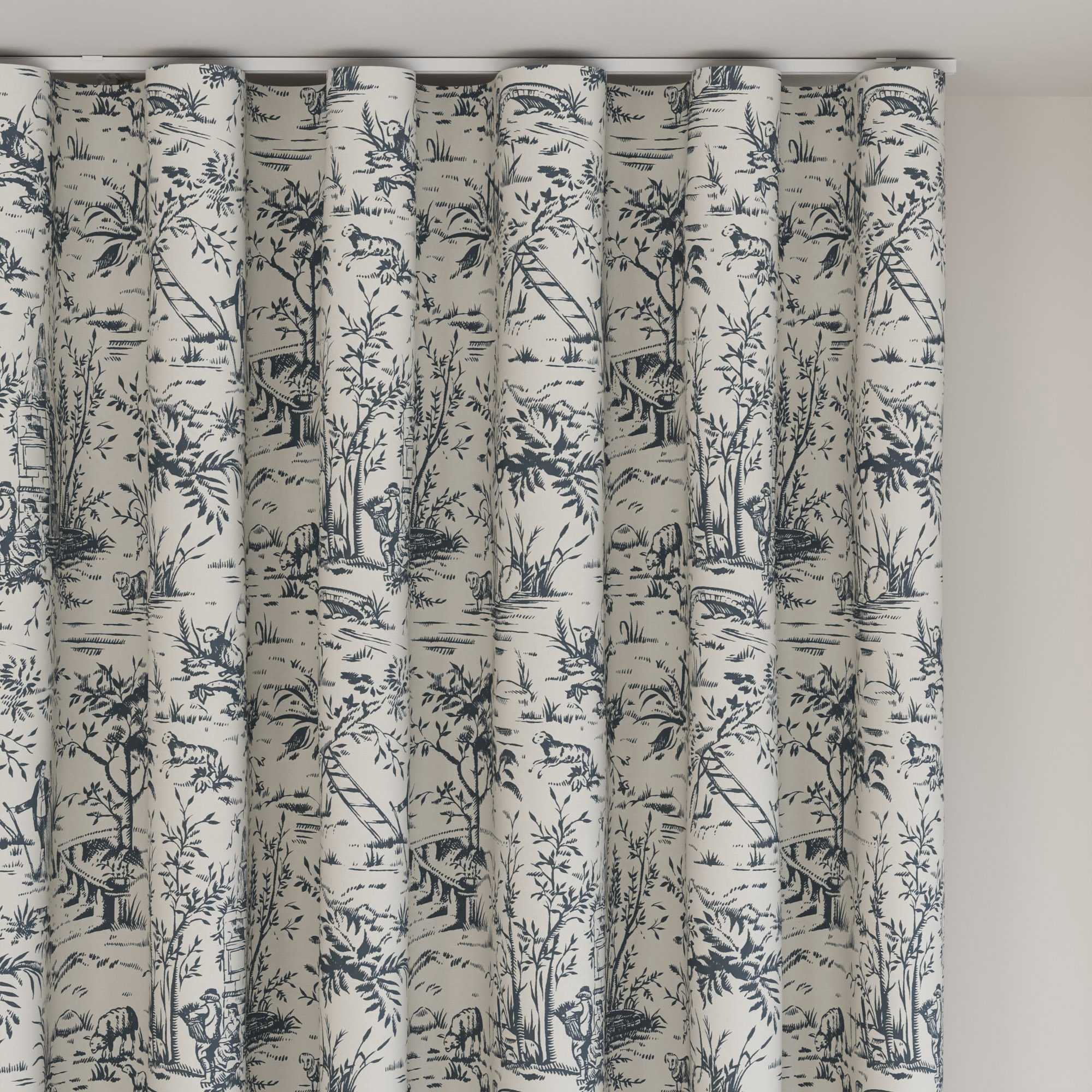 Laura Ashley Toile De Jouy Dark Seaspray Wave Curtain - Image 6