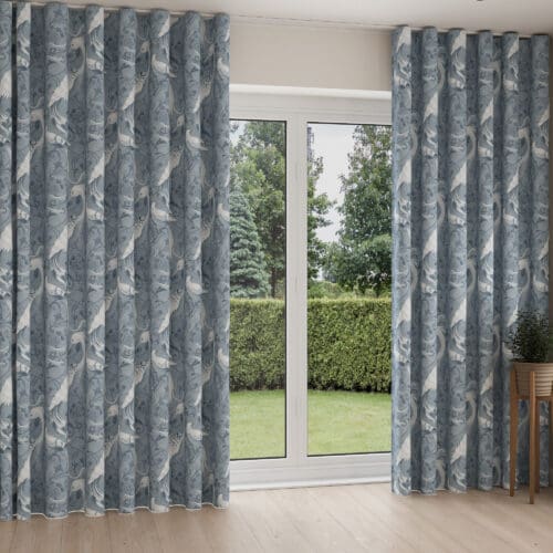 Laura Ashley Tregaron Midnight Blue Wave Curtain
